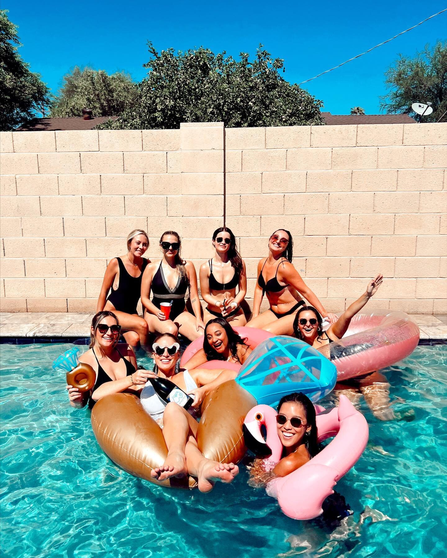 Day 2 of my Bachelorette Trip!!!! 

My girls threw me the pool party of my dreams with plenty of drinking games, @thecabanaboys, and my absolute favorite drunk food @portilloshotdogs!!!! I couldn&rsquo;t of asked for a better group of friends to cele