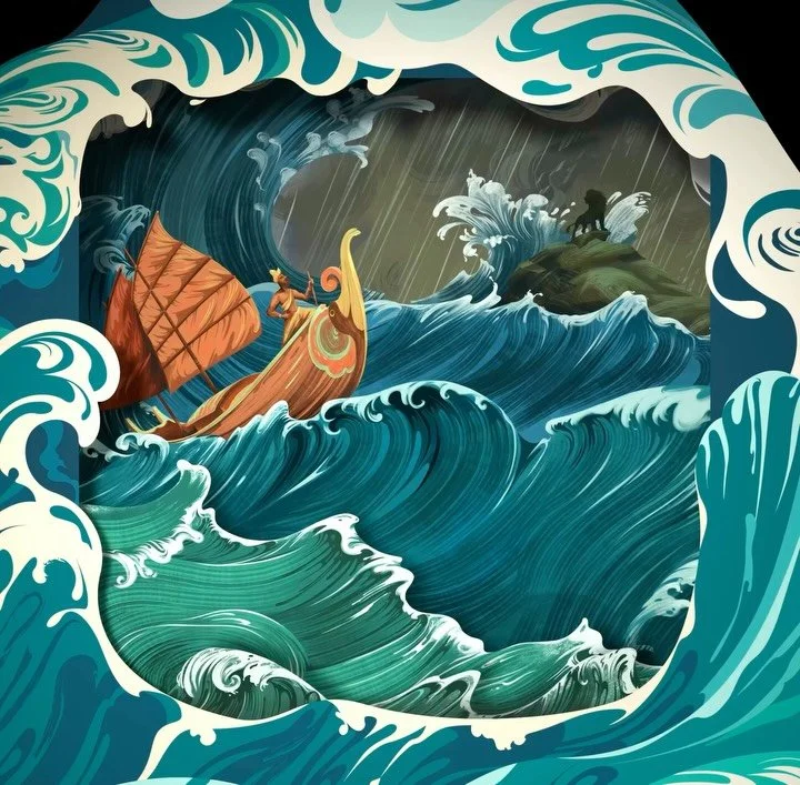 Never got around to sharing the animations from It Takes a Village so here is one! - The folktale of Sang Nila Utama, illustrated on @procreate , with parts of the animation done in procreate and @adobecreativecloud Aftereffects - These moving illust