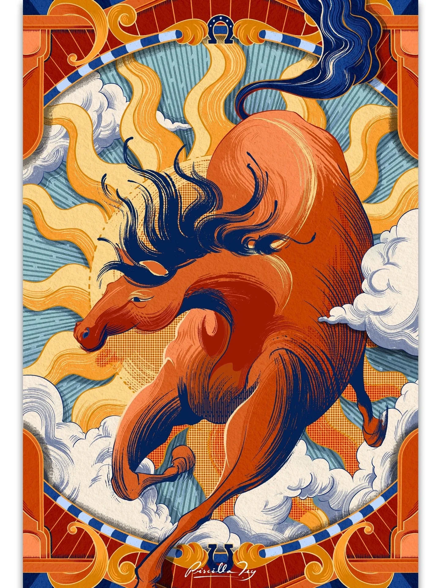 And here&rsquo;s the 2nd fire horse I created for a client. A sunny horse! 🐎☀️ Something hopeful for the year ahead. We all could use some more of that sunshine and light 💛 Be kind to each other this year y&rsquo;all. 🖌️- illustrated on @procreate