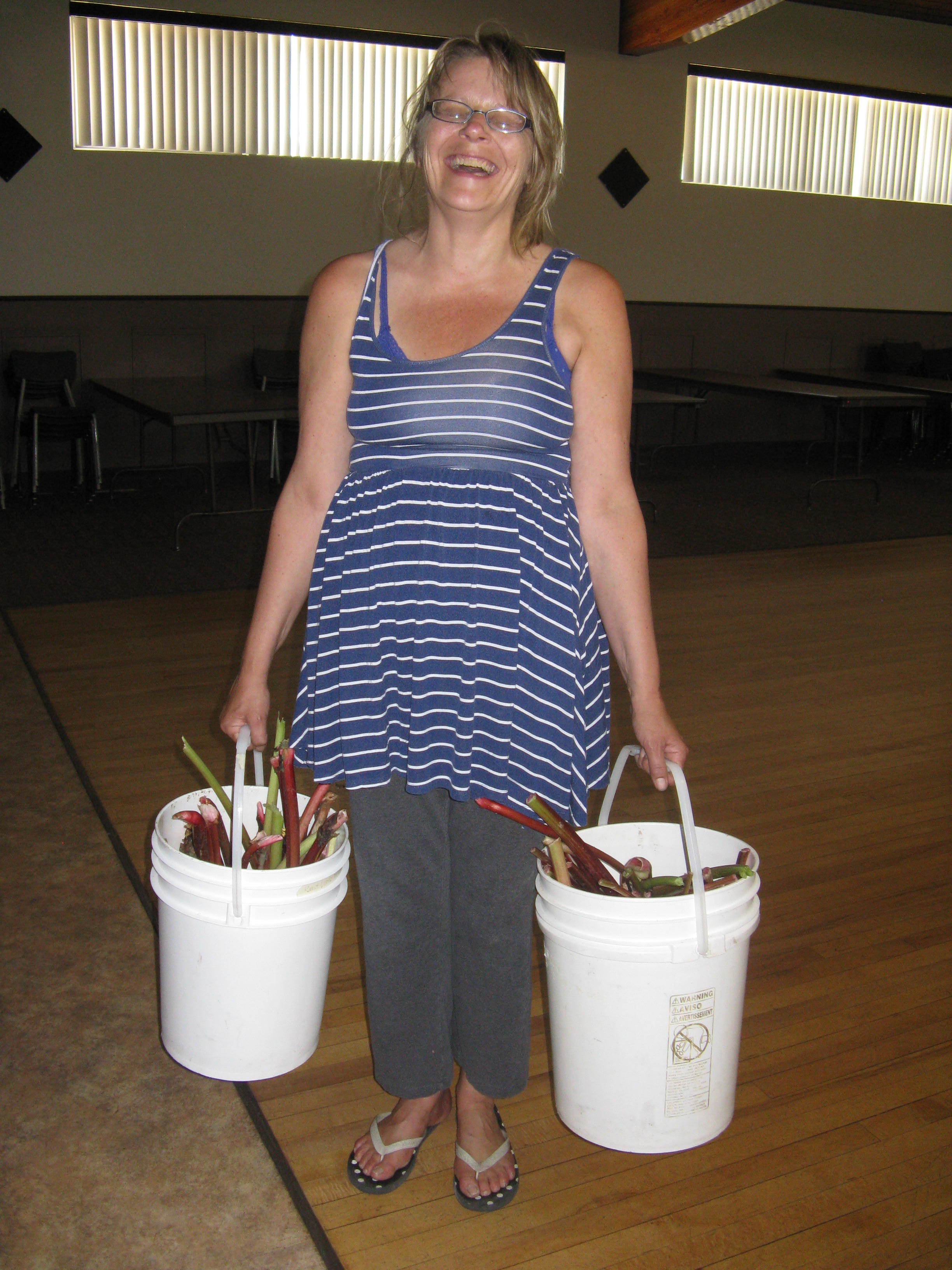 Cristina with Buckets of Rhubarb