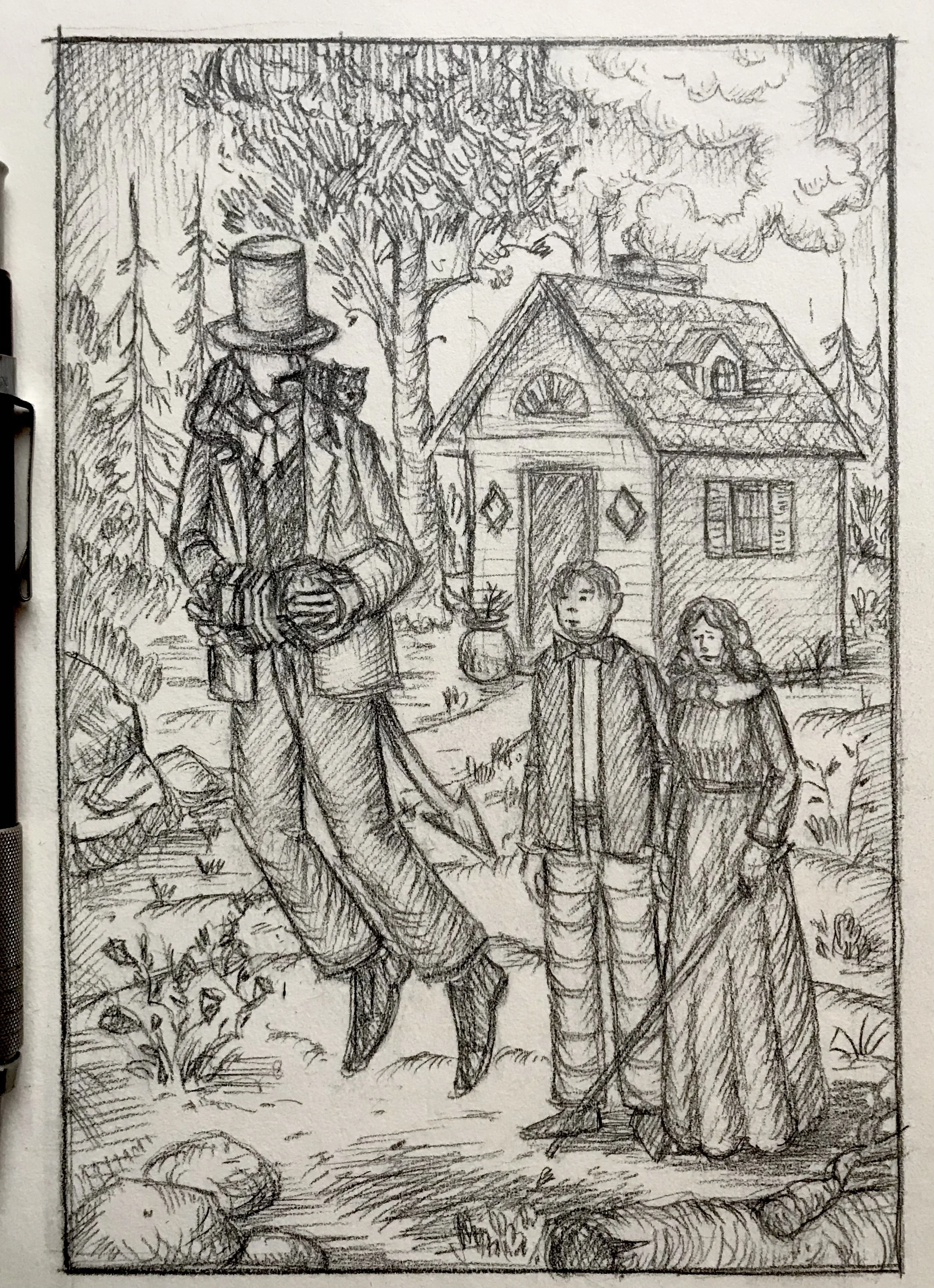 A sketch/study from the "Summoner's Departure", an Oil painting my Mark Rogers