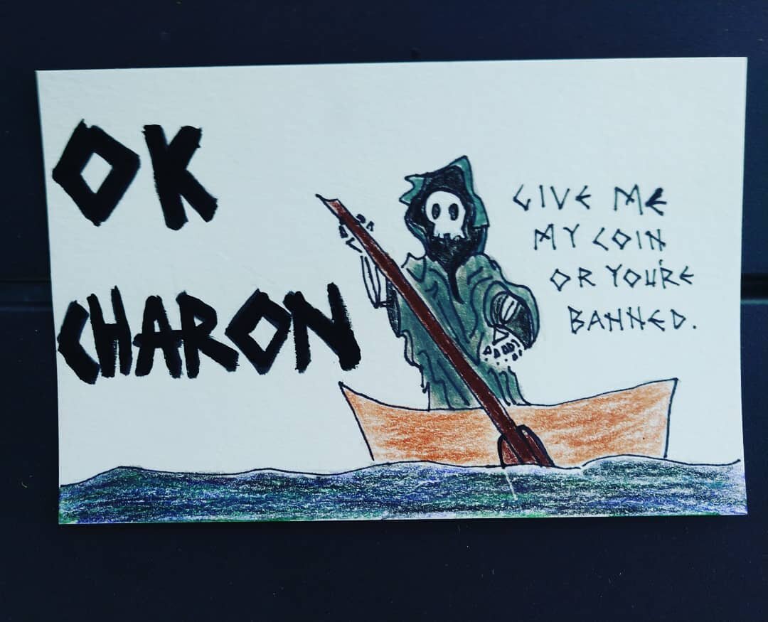 Mail 364. Reading YA about Greek mythology is the other thing I've been doing this month. 

#365DaysOfLetters #SaveTheUSPS #Charon #OkayCharon