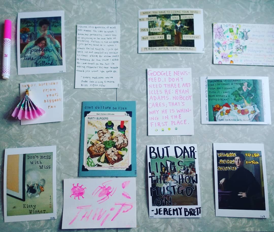 Mail 352-363. Here are the things on my mind: birthdays, Simone Biles, Sherlock, Madame Olenska, Joan of Arc dusting, Cezanne's off day, Spiderman collaborations, Weight Watchers in the 70s, Leo season, Lynda Barry and the phone doodle

#365DaysOfLet