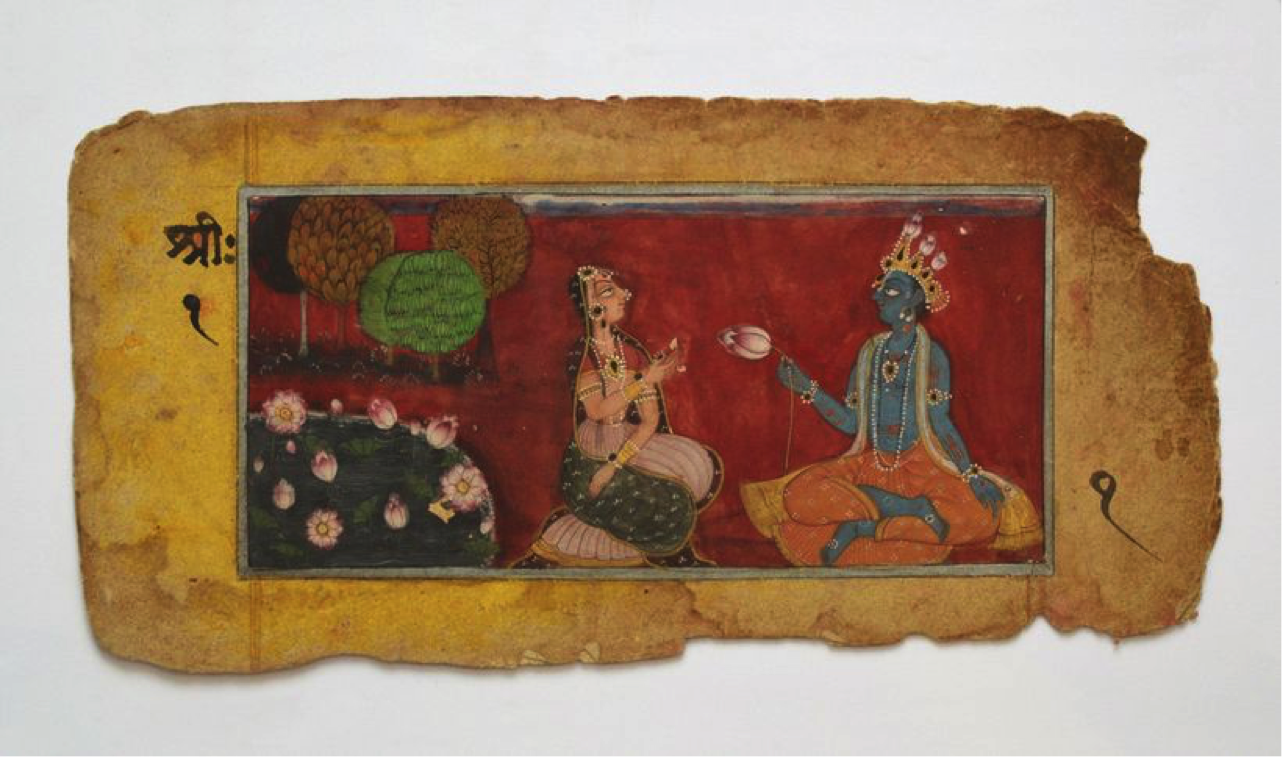 Rama and Sita. INDIAN MINIATURE PAINTING, BASOLI SCHOOL, C.1800.