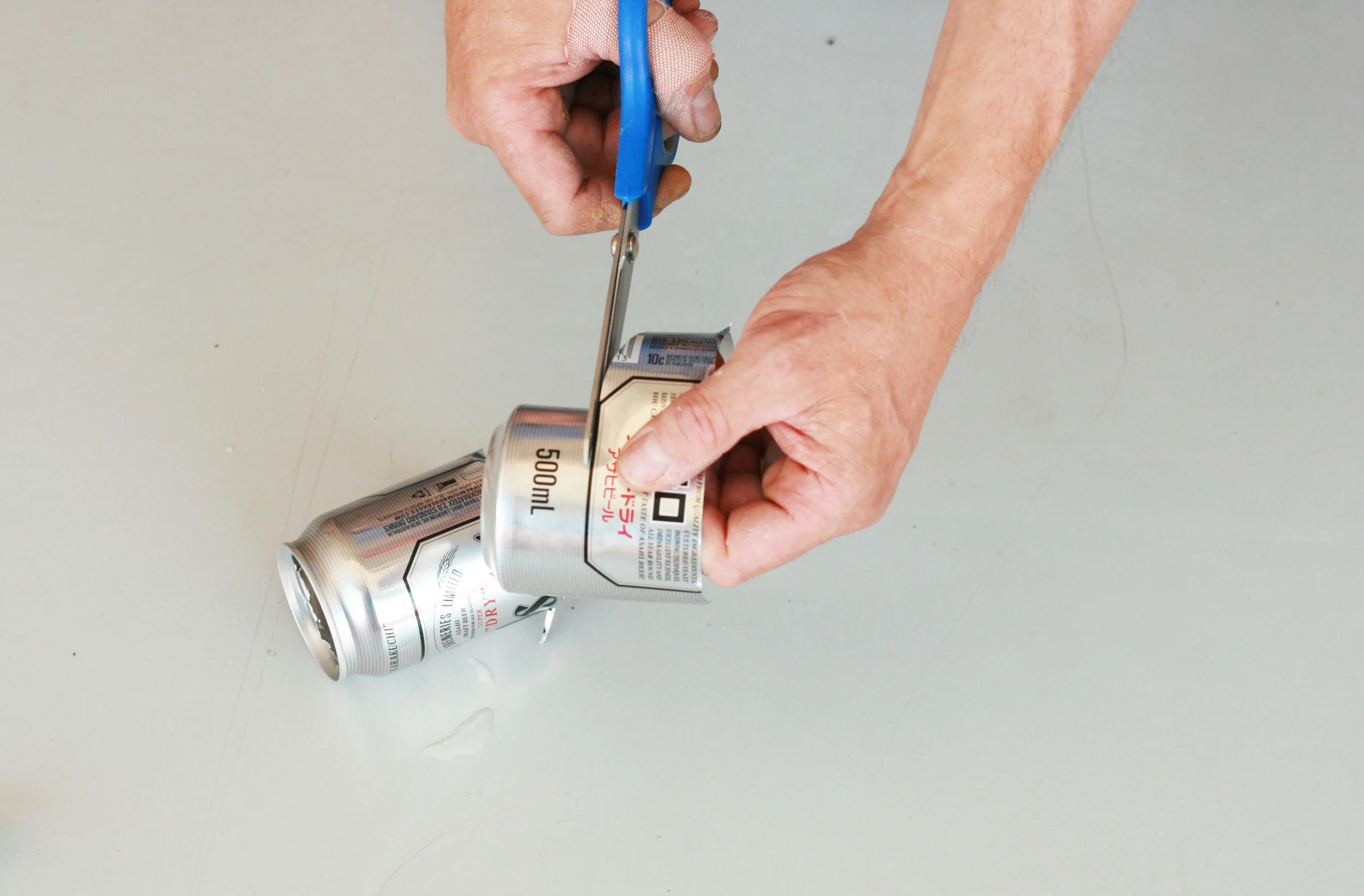 Neaten up the edges and trim the two halves so that the height of the base reaches the shoulder of the top.