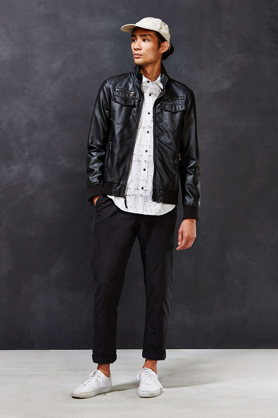 Moody black backdrop for UO mens site