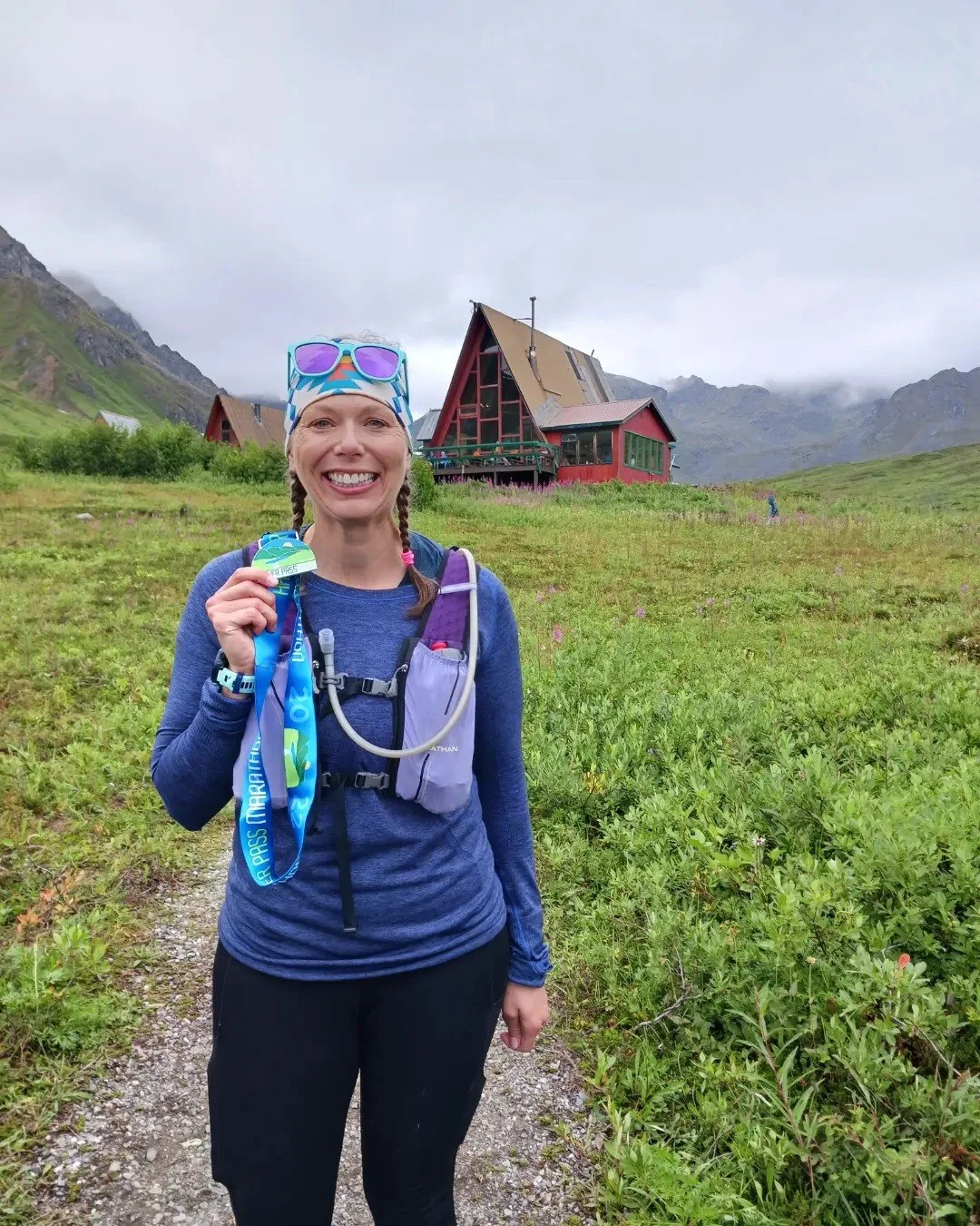 Jody running on Alaska trails at the Hatchers Pass Marathon