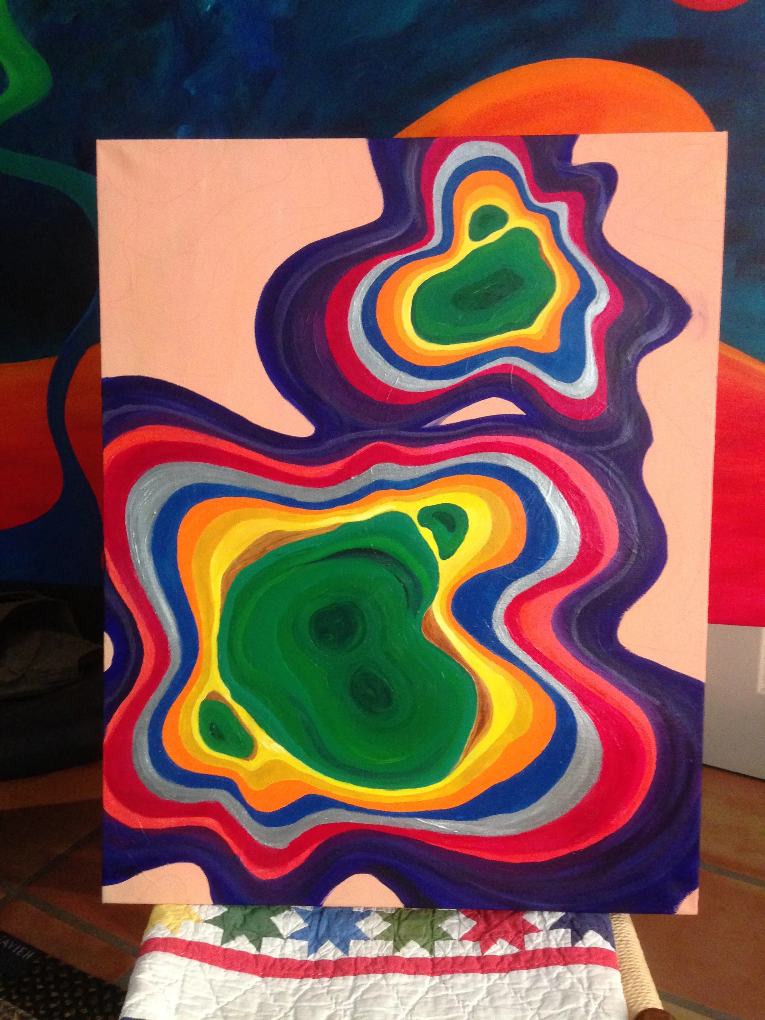  This is a painting that I eventually scrapped. I just couldn't get the colors right, and it became more frustrating than fun. I donated it to a student, and she gessoed over it, and painted something much more amazing! #letgo 