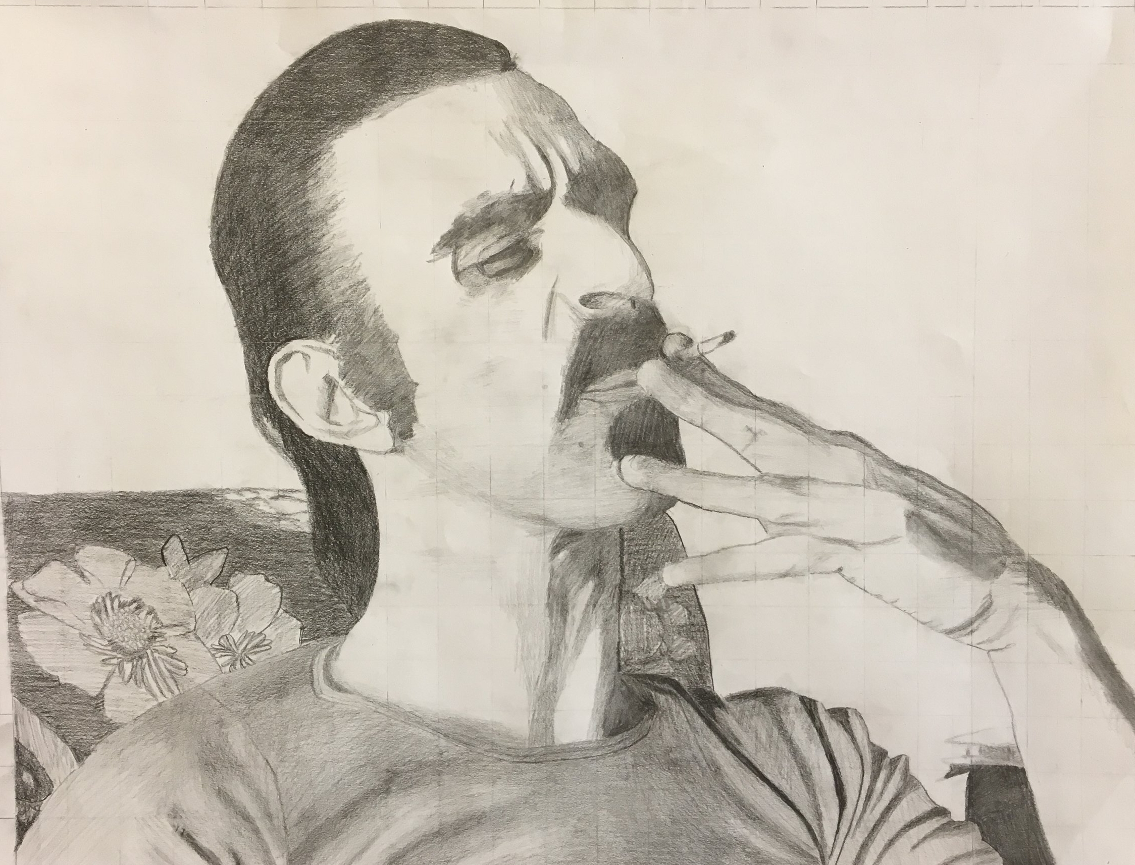 Frank Zappa | pencil portrait | 11th grade