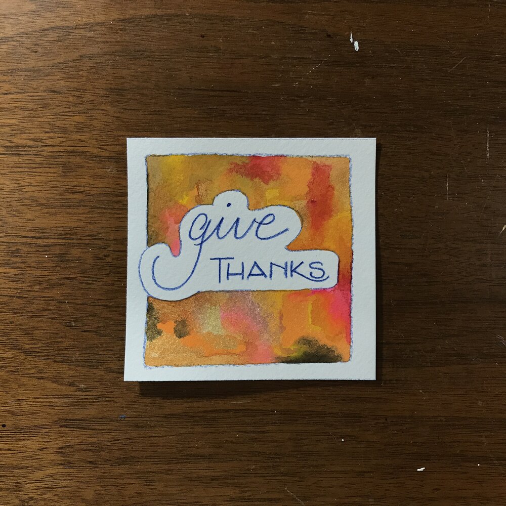 Thanksgiving homemade card Give Thanks hand lettered 