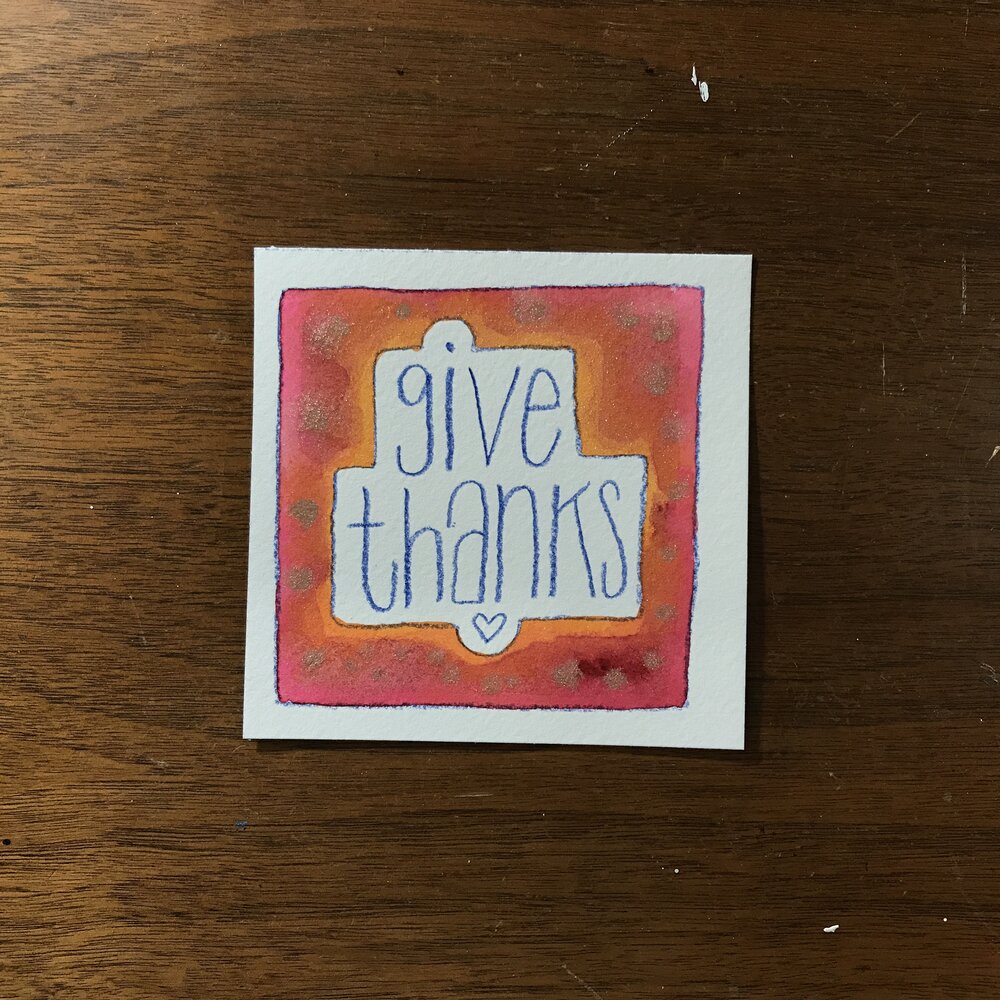 Thanksgiving homemade card Give Thanks playful lettering
