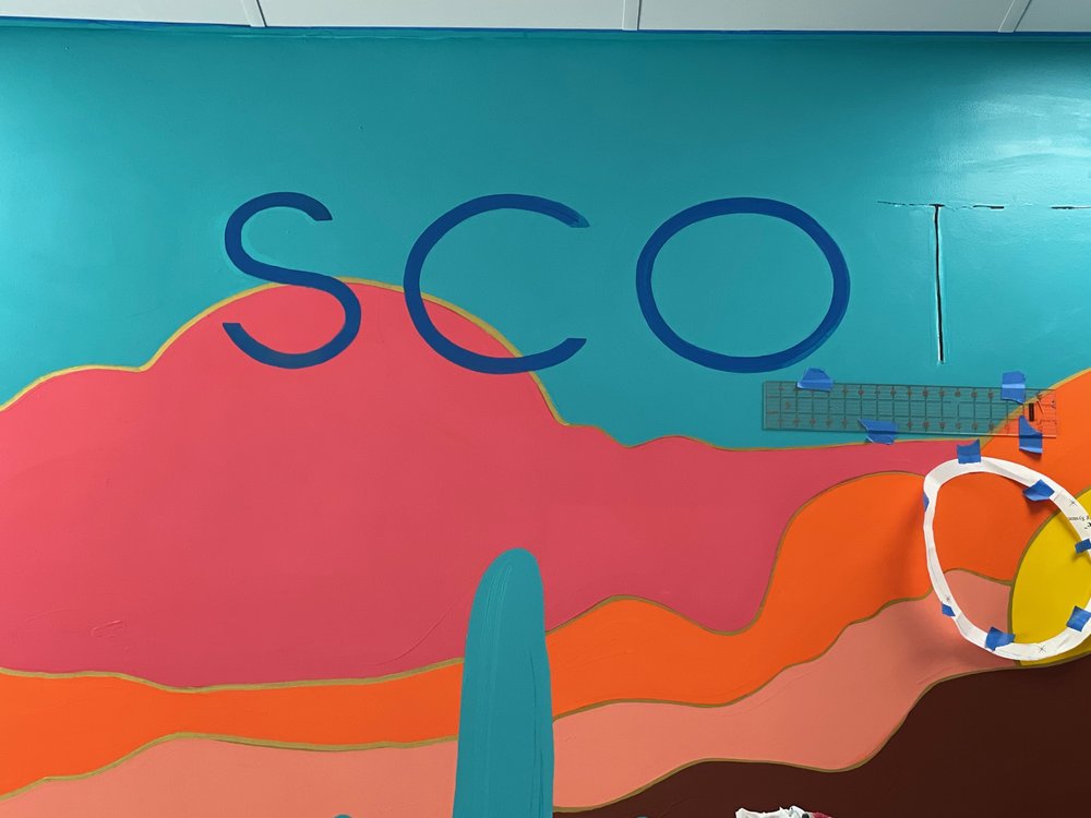  mural progress - working out the lettering 