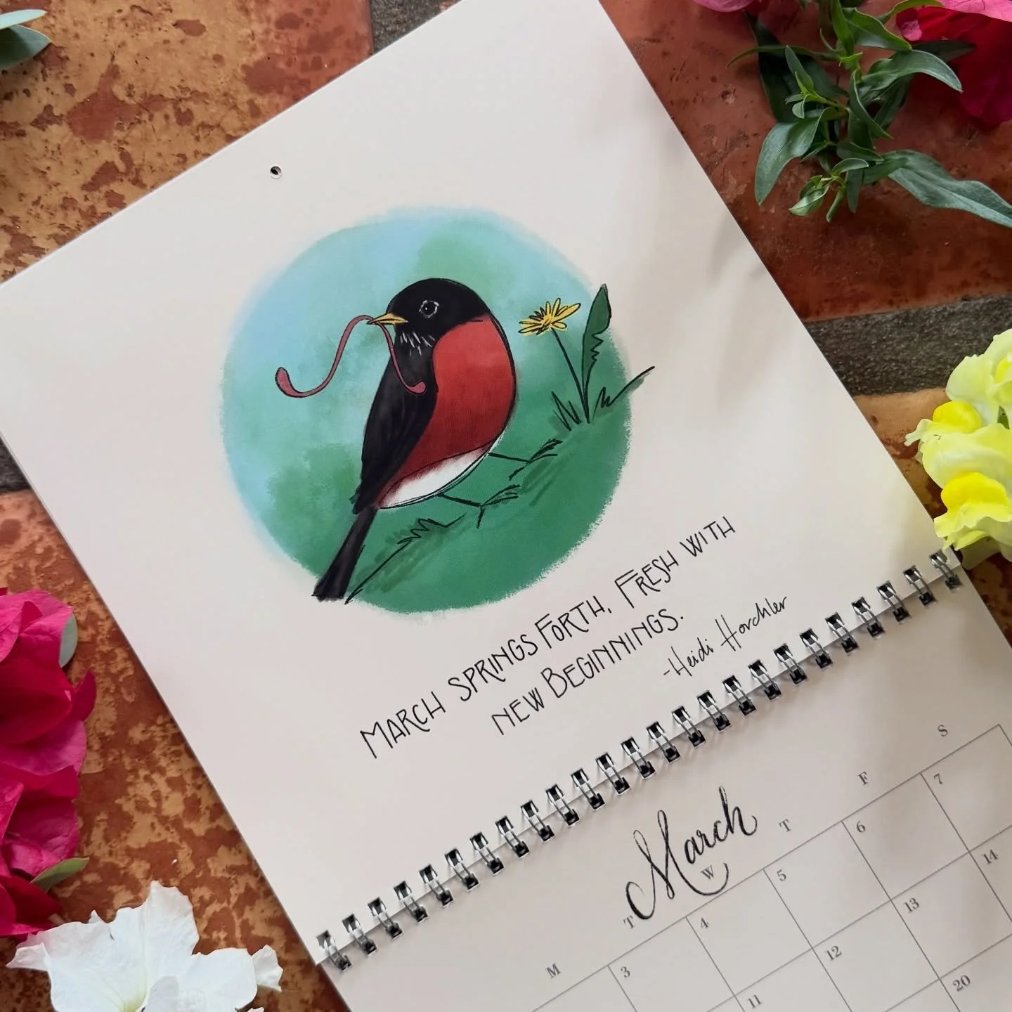 Happy March! Spring is just around the corner and is my favorite season 🐦&zwj;⬛🌼 The American Robin is March&rsquo;s bird, but he&rsquo;s also our cover model! I just love how this one developed and came alive with so much character. He was the per