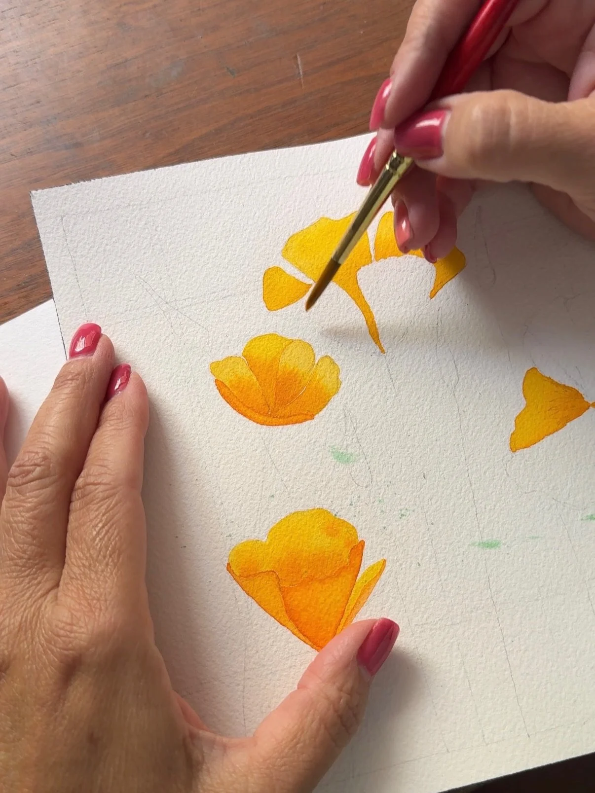 I never realized how much I enjoyed painting flowers&hellip;this could get addictive 🌼 
#floralmotif #surfacedesign #californiapoppies #zinniasofinstagram #pinkandorange