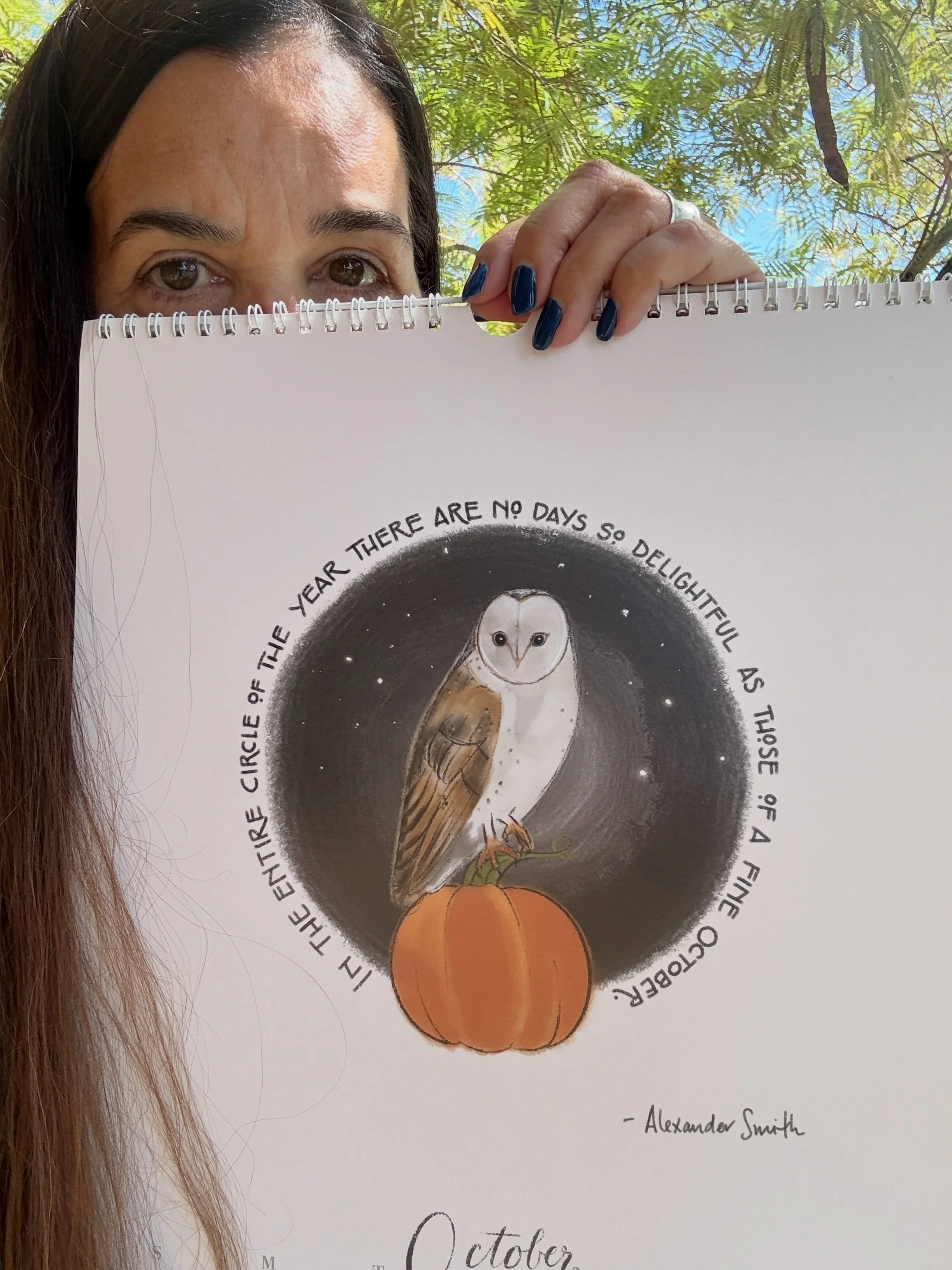 Happy October! &ldquo;In the entire circle of the year there are no days so delightful as those of a fine October.&rdquo;
2027 Calendars are up ➡️ NordenHaus.Etsy.com 
#october #barnowl #birdcalendar #etsyartist