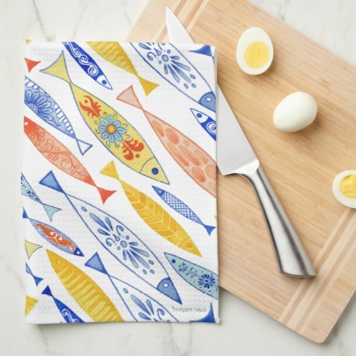 sardines tea towel