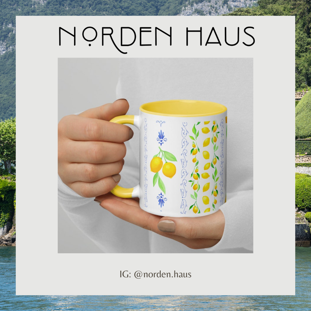 lemons coffee mug with yellow glaze