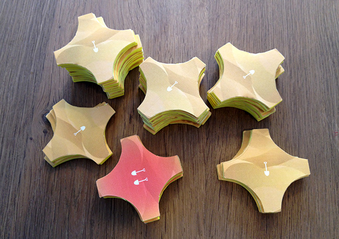 Sand tokens from a prototype of Forbidden Desert