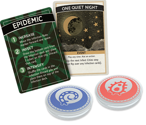 The game offers new artwork including silk-screened petri dishes for containing the disease cubes.