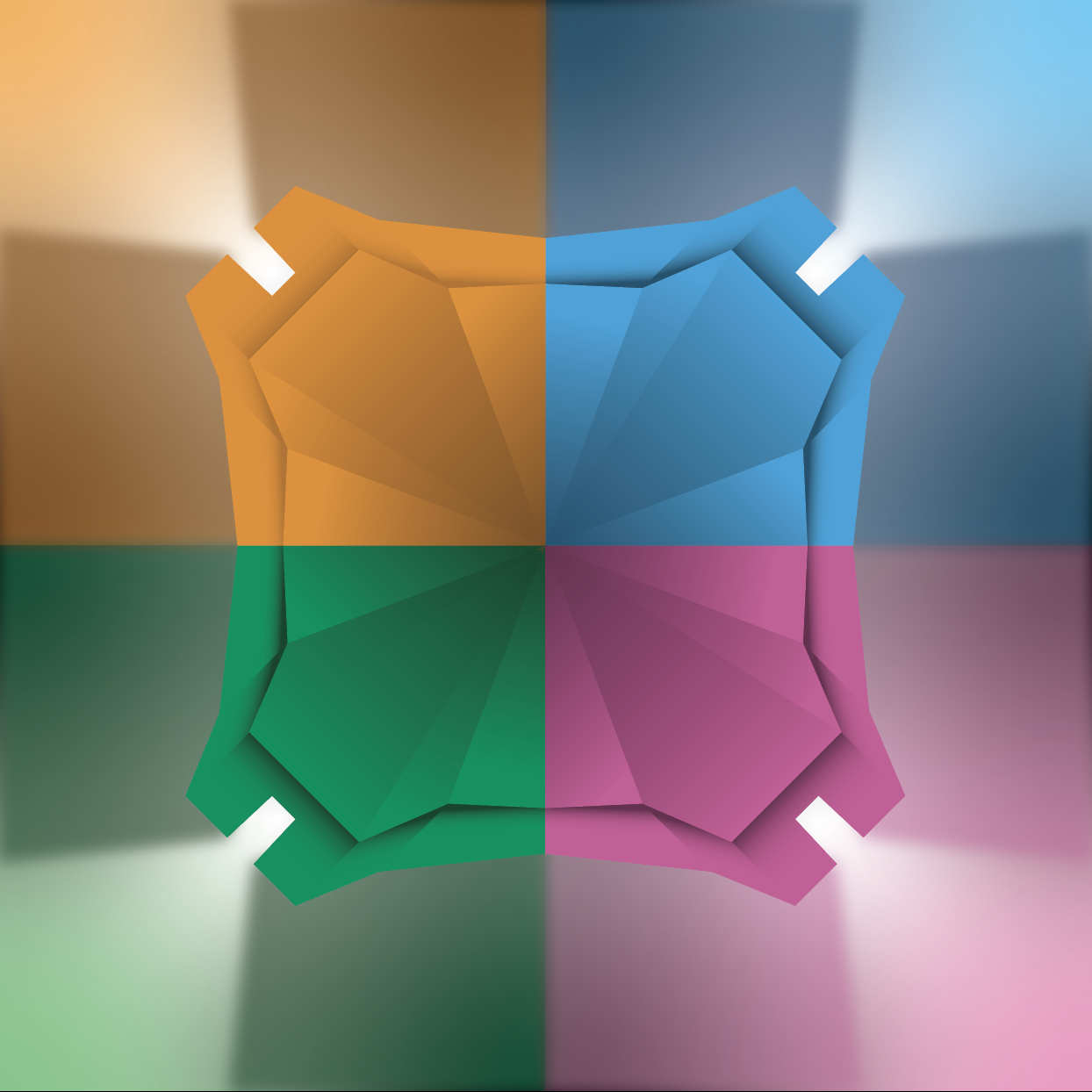 A 2x2 grid of cards, each with a door in the corner