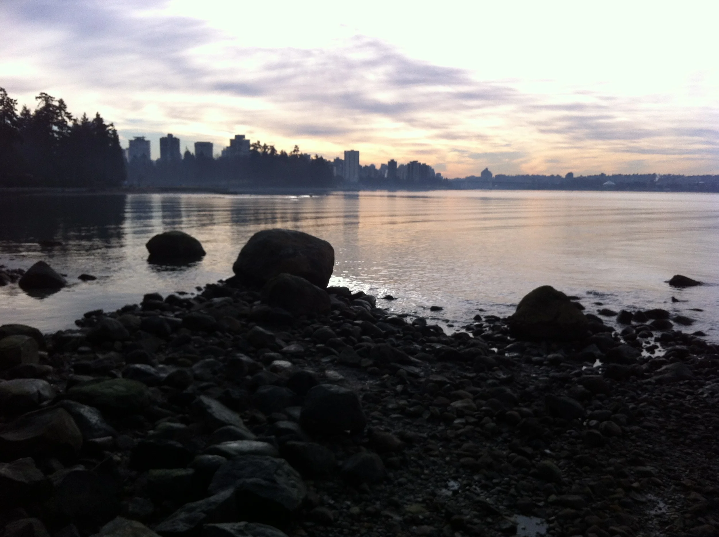 vancouver skyline from stanley park, vancouver, british columbia, canada