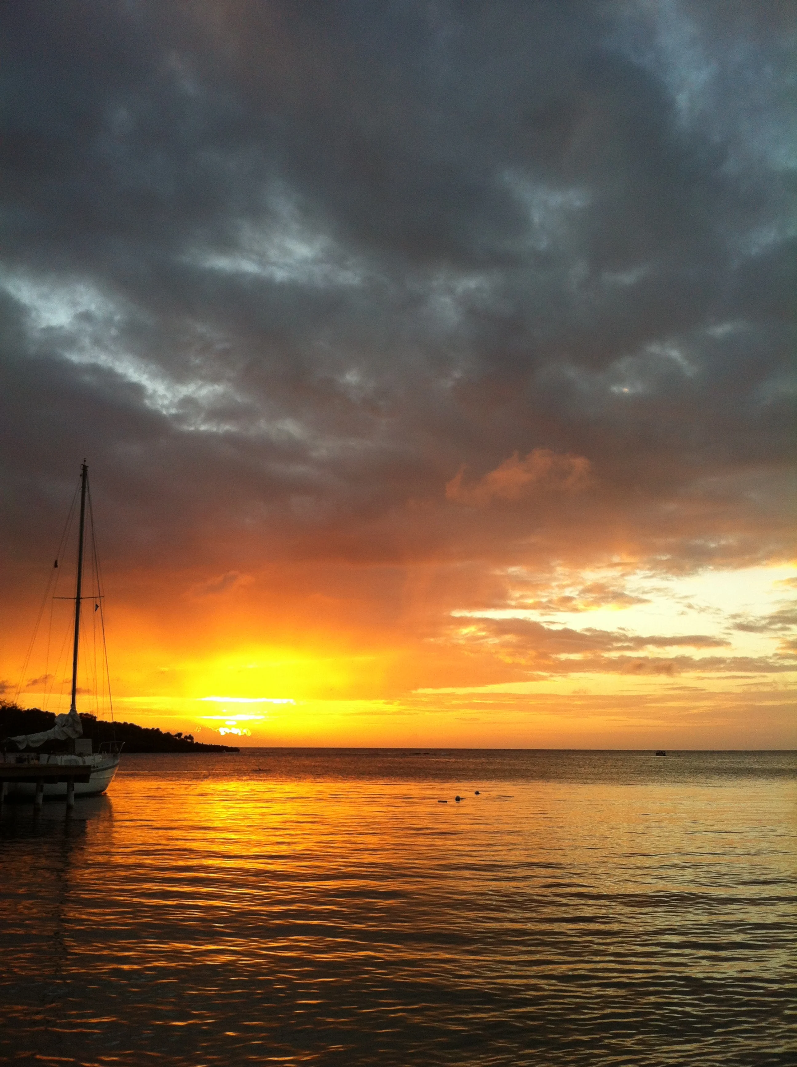 sunset, roatan, honduras