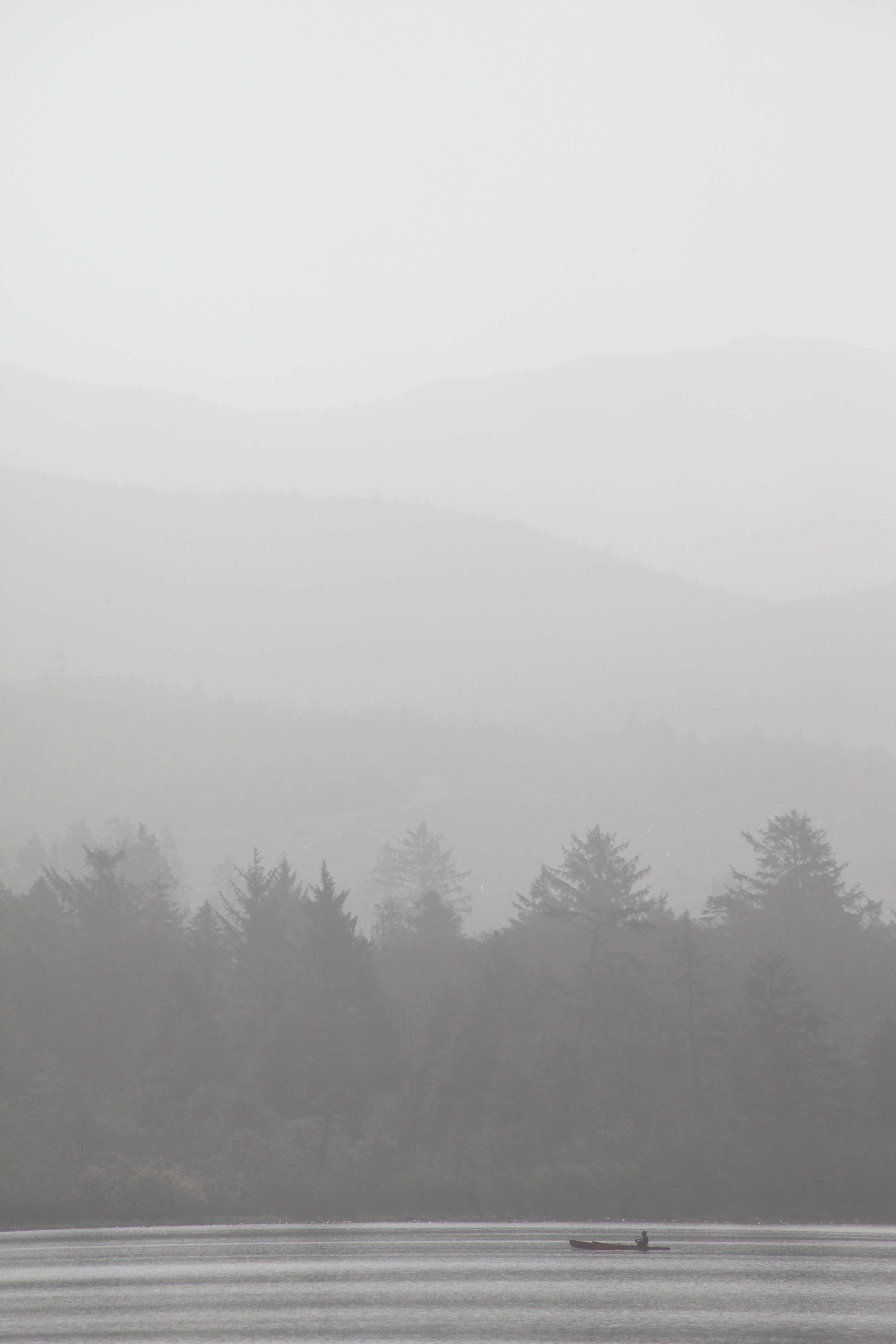 fishing in the fog, lake lytle, oregon, usa