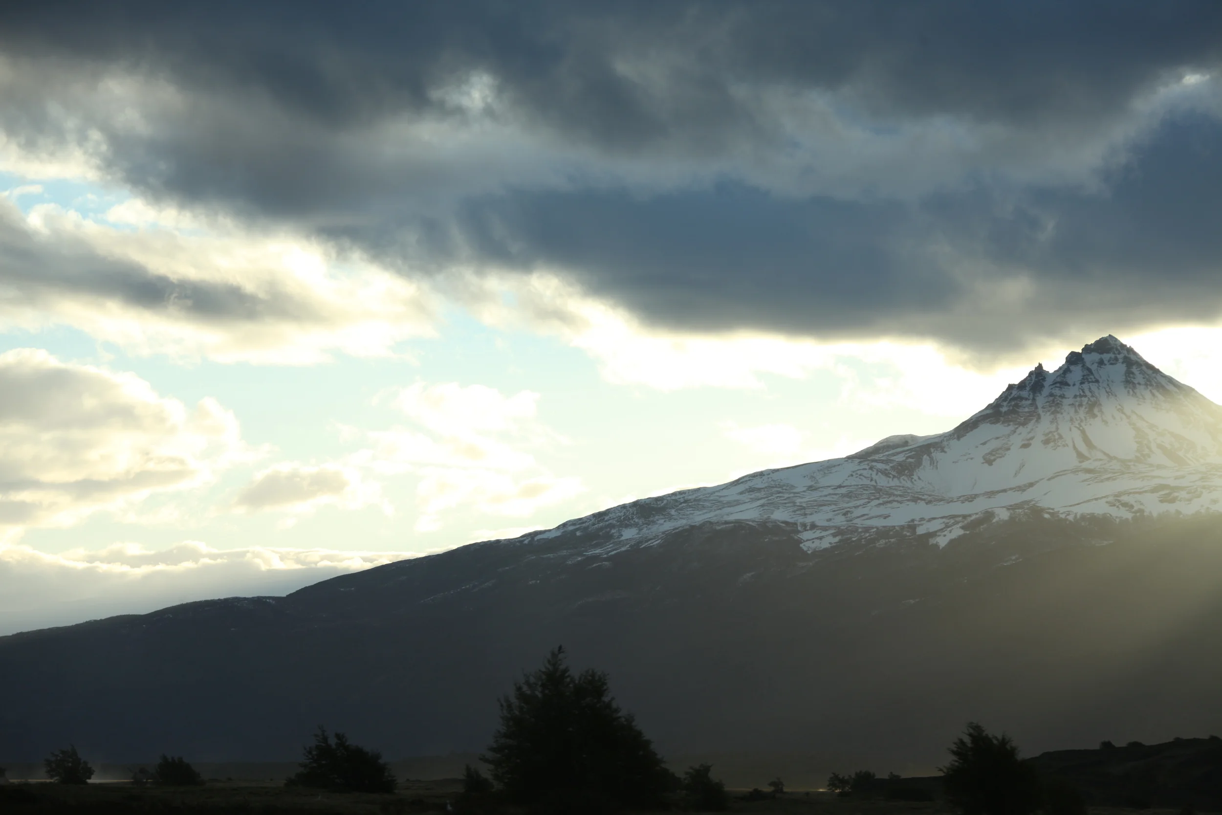 dusk at torres del paine national park, chile