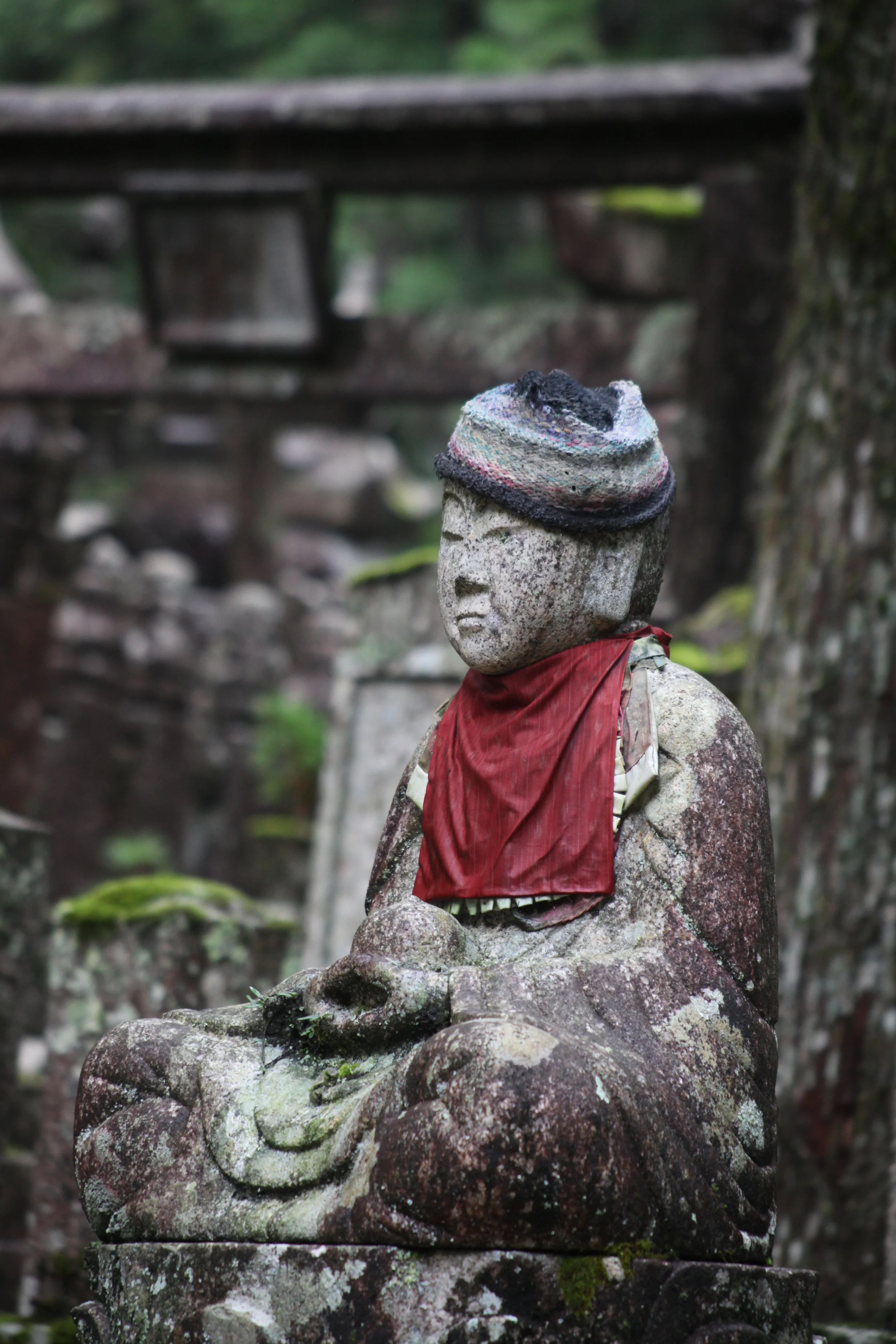 statue detail framed, koyasan, japan
