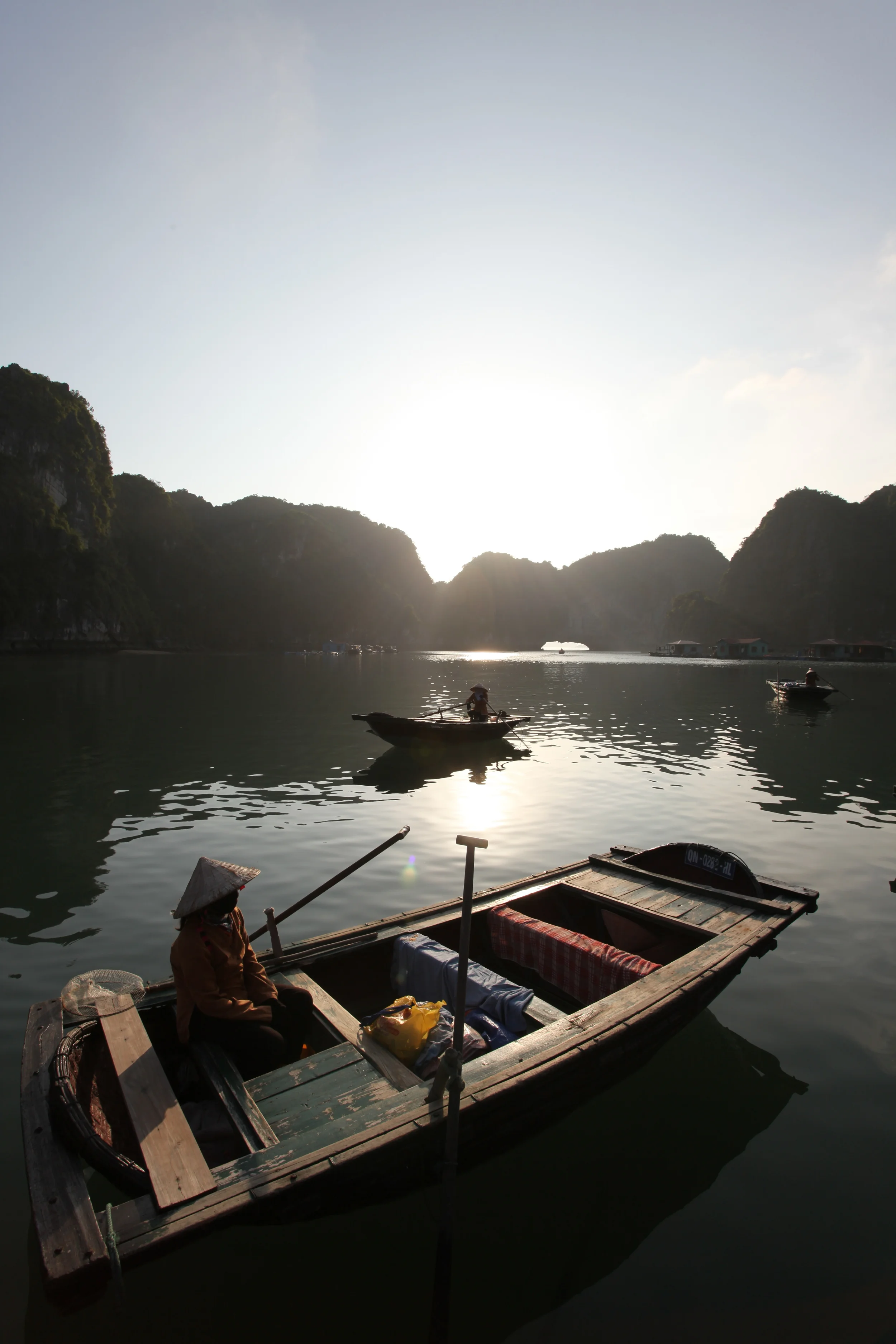 boat taxis waiting, halong bay, vietnam