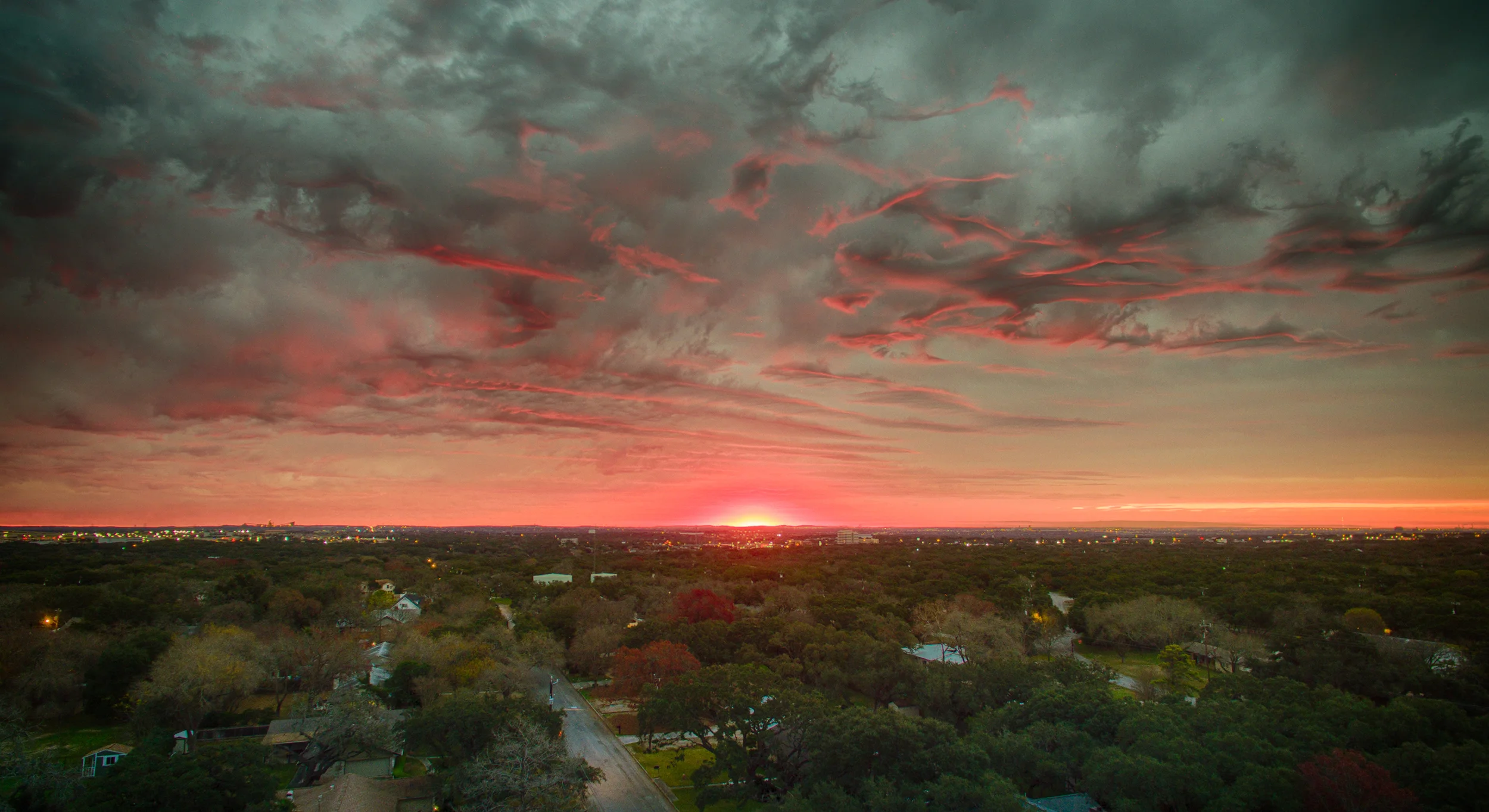 Sunrise over the Town of Hollywood Park, Texas