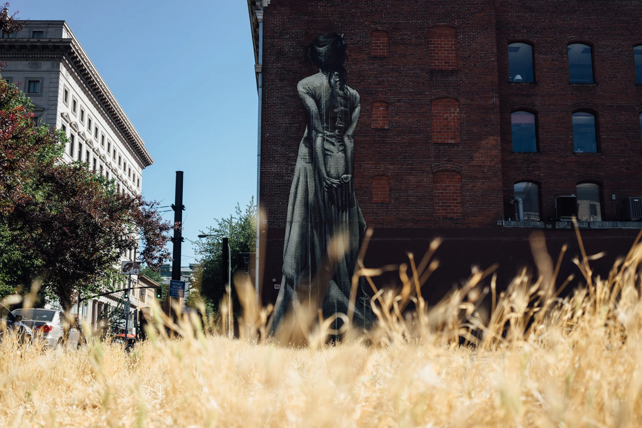 Beautiful street mural by Faith42 on Southwest Washington Street.