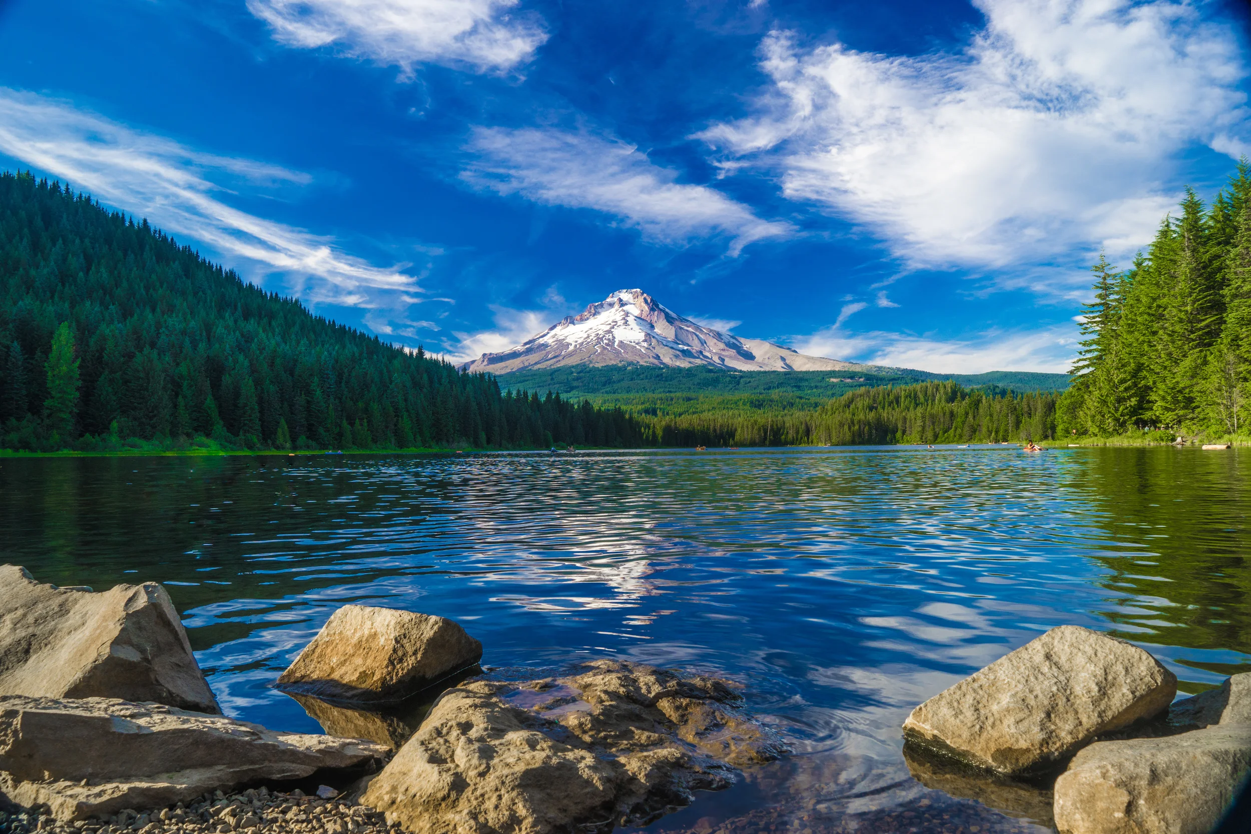 Mount Hood as seen from Trillium Lake . An absolutely stunning view.