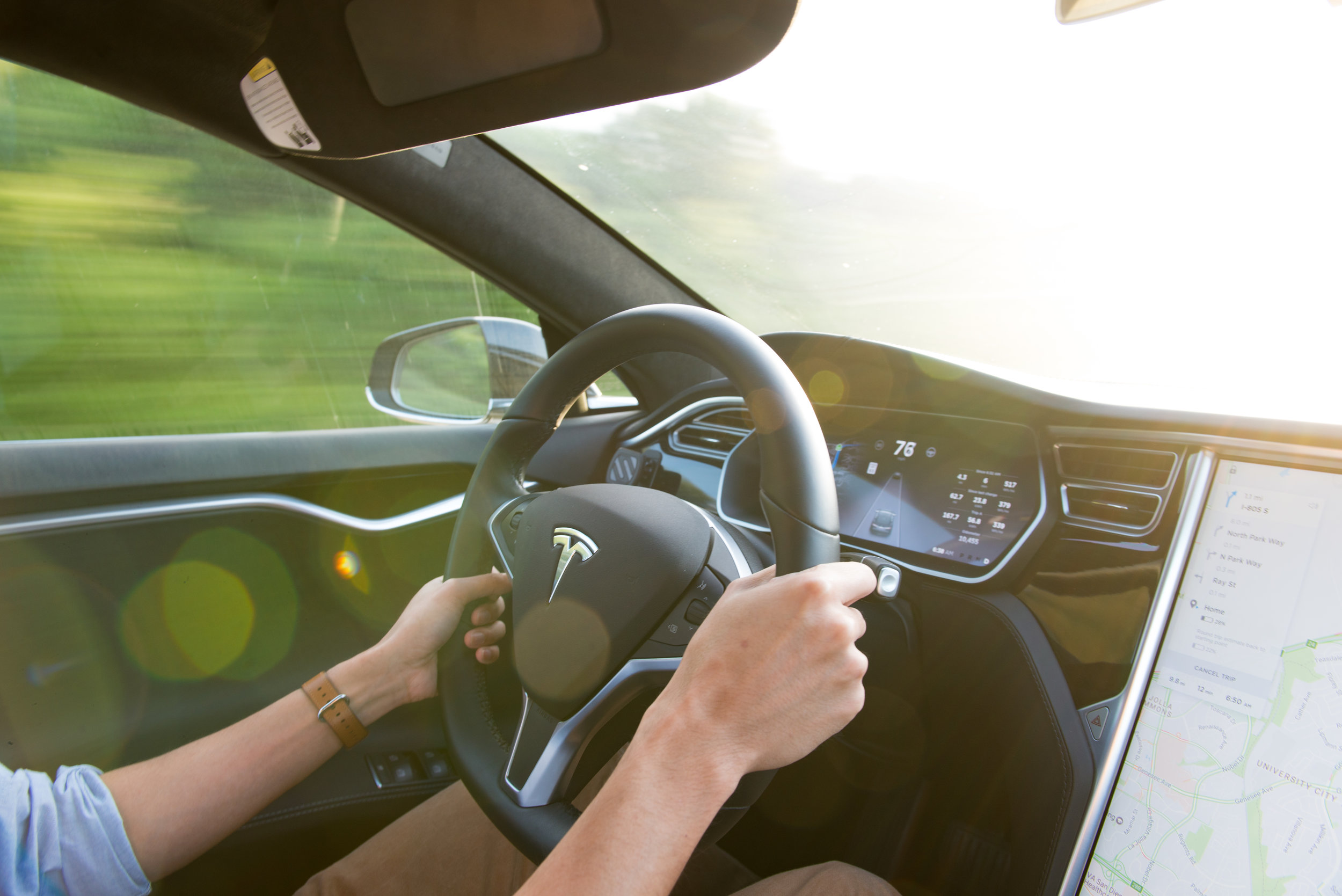 There are two large displays in the car: one is the driver's cockpit and another the large 17" touchscreen that controls almost everything about the car. (cr: @p.uncertainty)