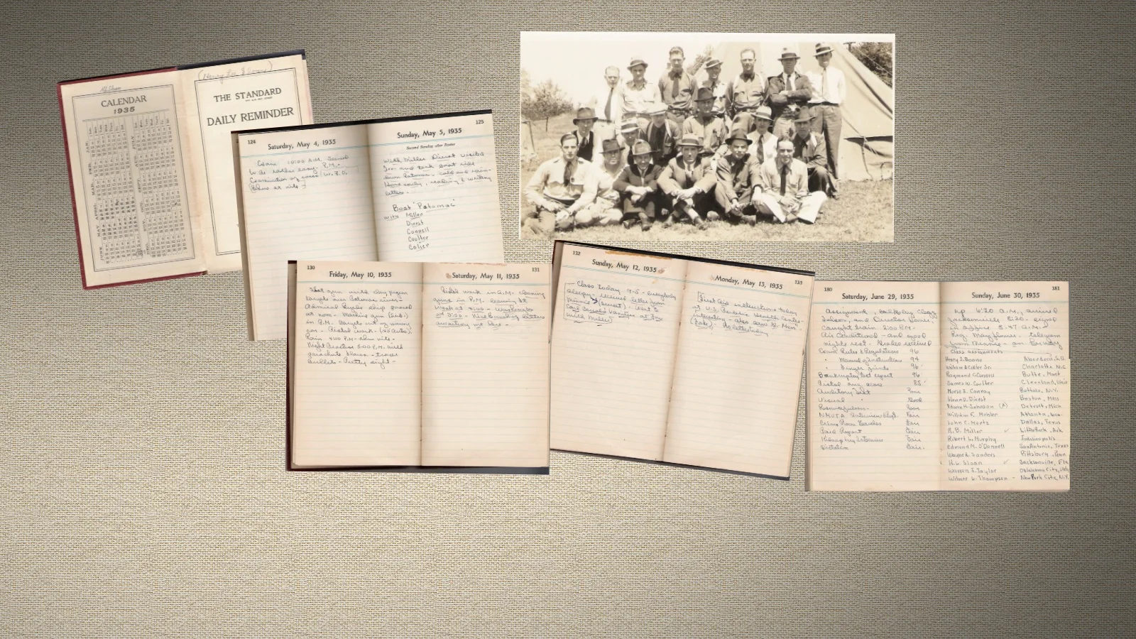 Random Pages Of Sloan's Diary &amp; Training Photo - 1935