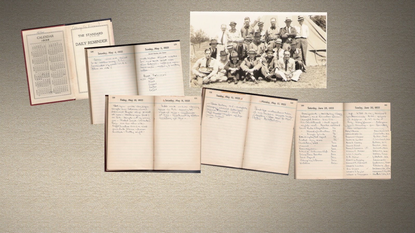 Random Pages Of Sloan's Diary & Training Photo - 1935