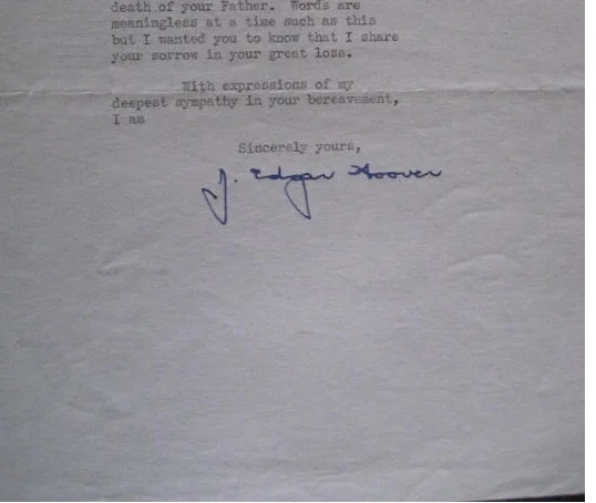 The Peacock Blue Ink that the Director was famous for using in his margins on FBI memoranda, personal signatures, and more.