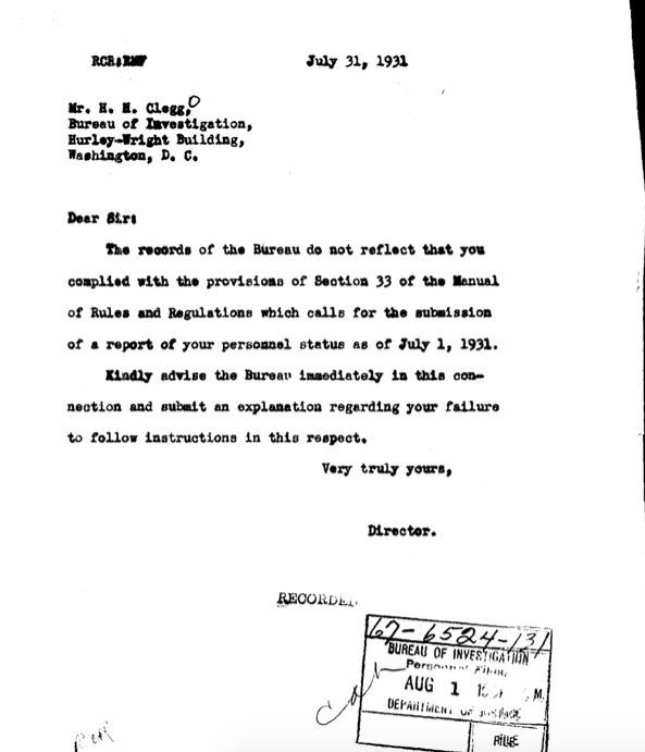 One of the thousands of reprimands within the Bureau for failure to follow instructions...