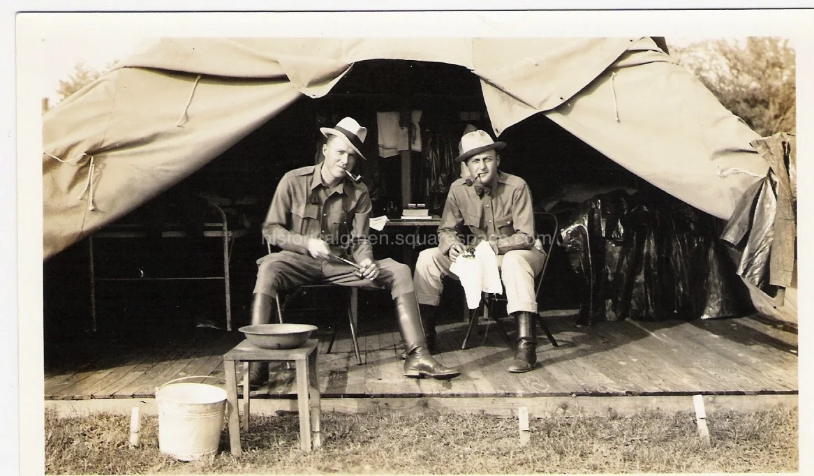 Special Agent trainees, Henry "Hank" Sloan (left)&nbsp;and R. B. Miller at the Ft. Washington, MD. Army training camp - circa 1935.&nbsp;(Courtesy: Sloan family)