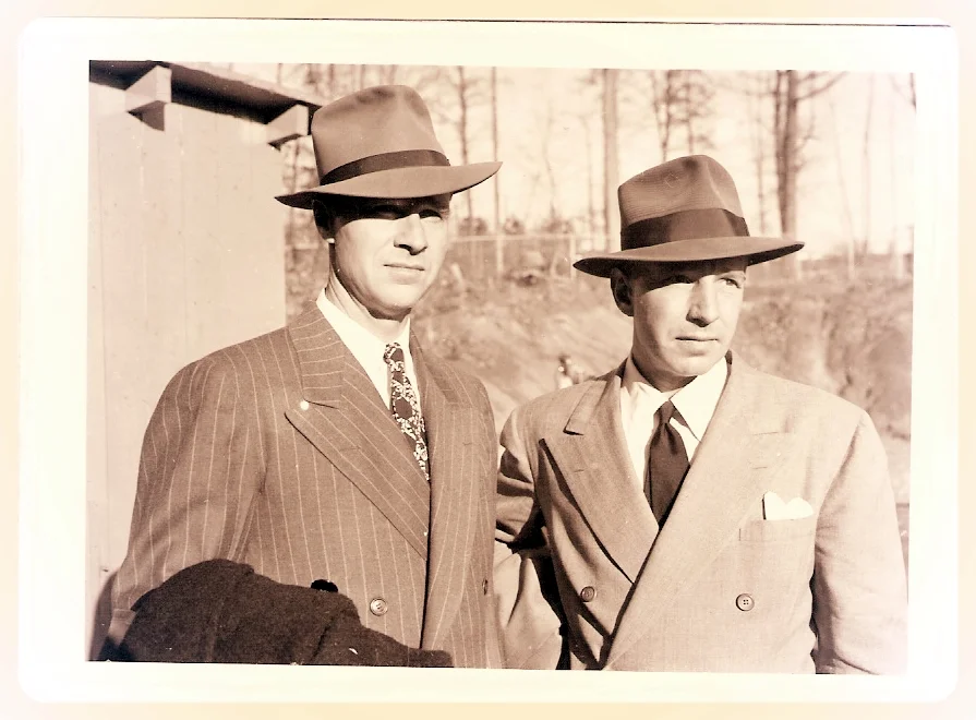 "Hank" Sloan (left) with actor Llyod Nolan during the filming of "House On 92nd Street." (courtesy Sloan family)