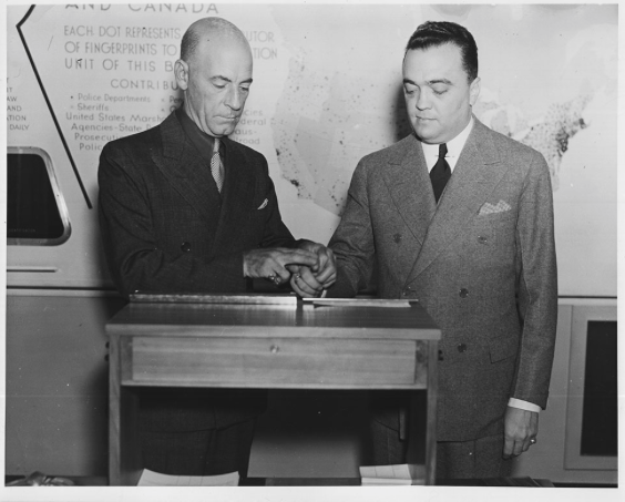Courtney Ryley Cooper and J. Edgar Hoover, circa 1936 - Courtesy National Archives