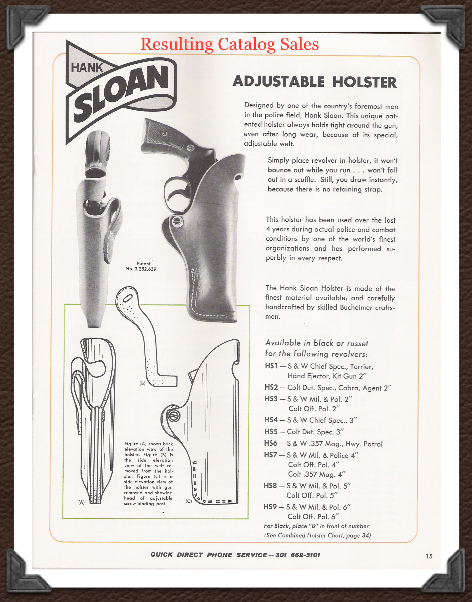 The "Sloan Holster" as it appeared in Bucheimer's catalog.&nbsp;