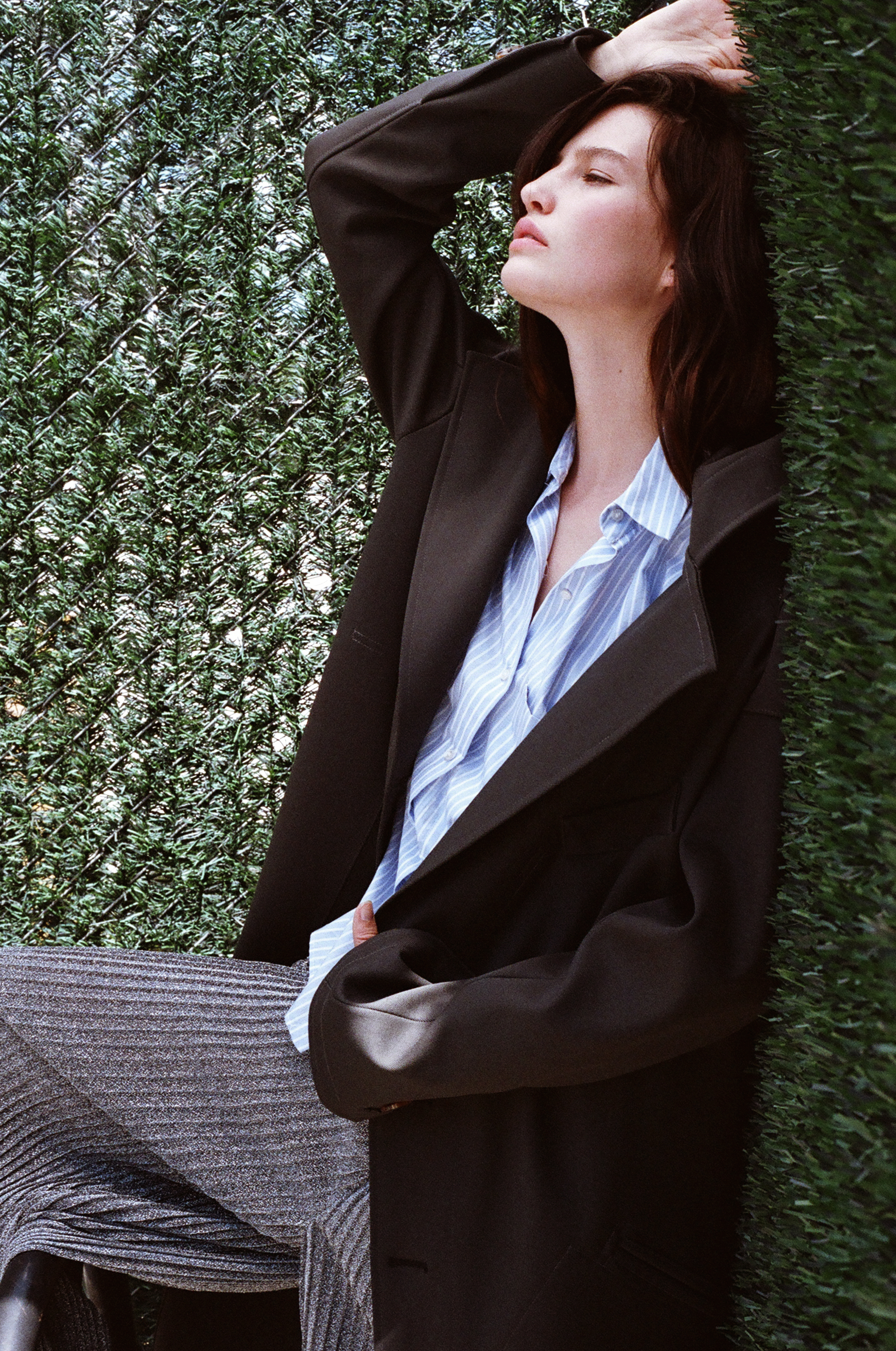 coat HOMIC , shirt RAG & BONE, metallic trousers VINTAGE
