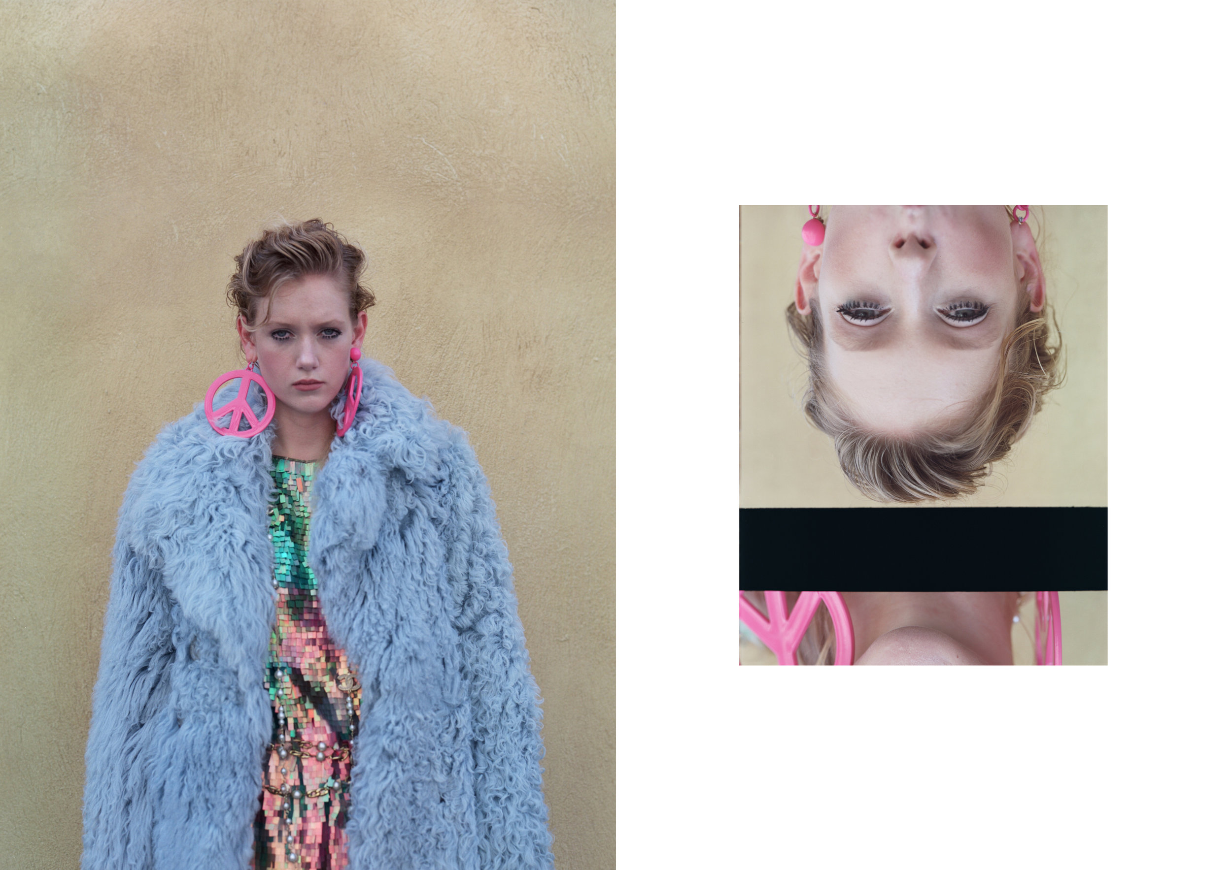 earrings MOSCHINO, fur GUCCI, dress SPORTMAX, belt CHANEL / AU VINTAGE