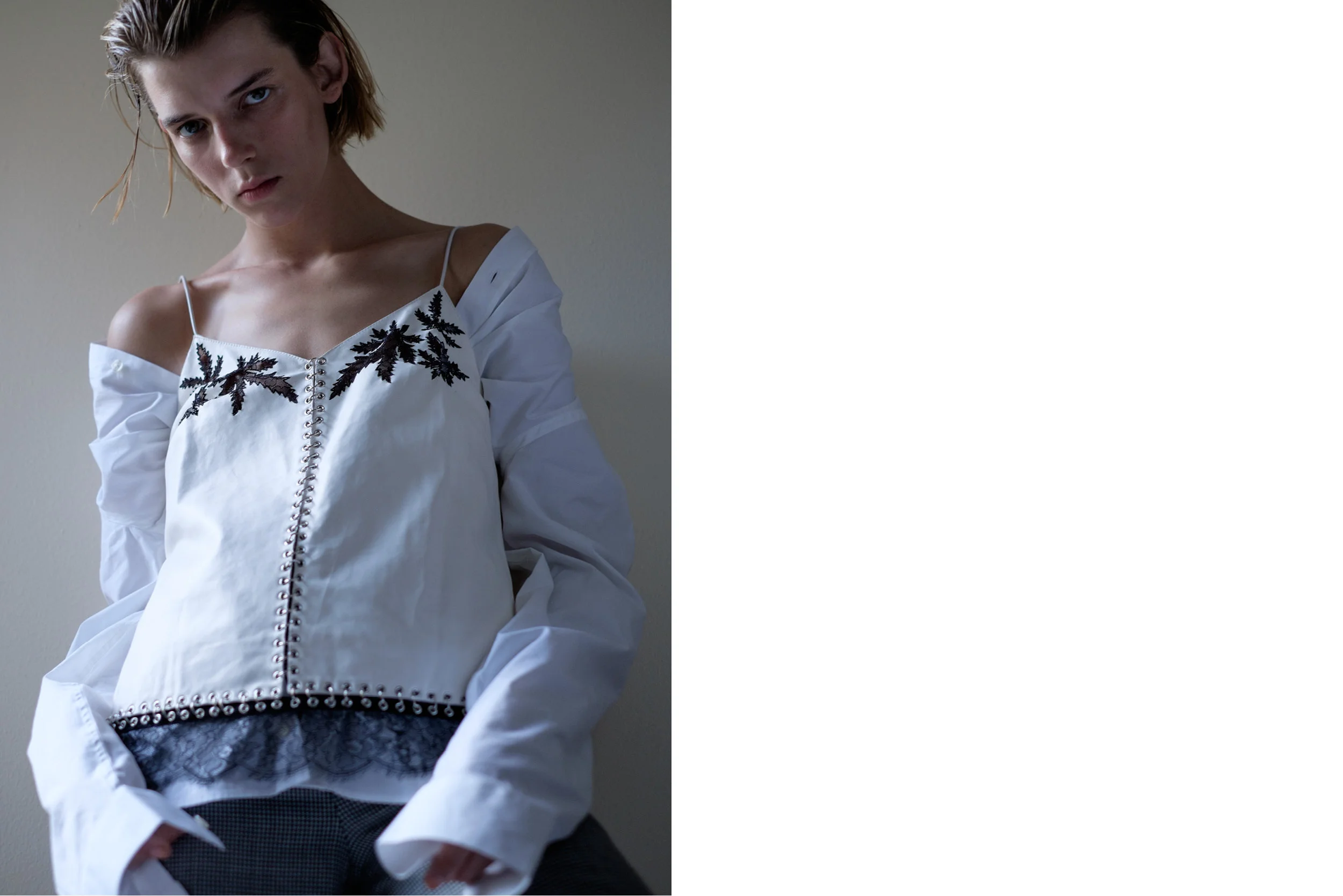 shirt LYLE & SCOTT , top ALEXANDER WANG , pants MSGM