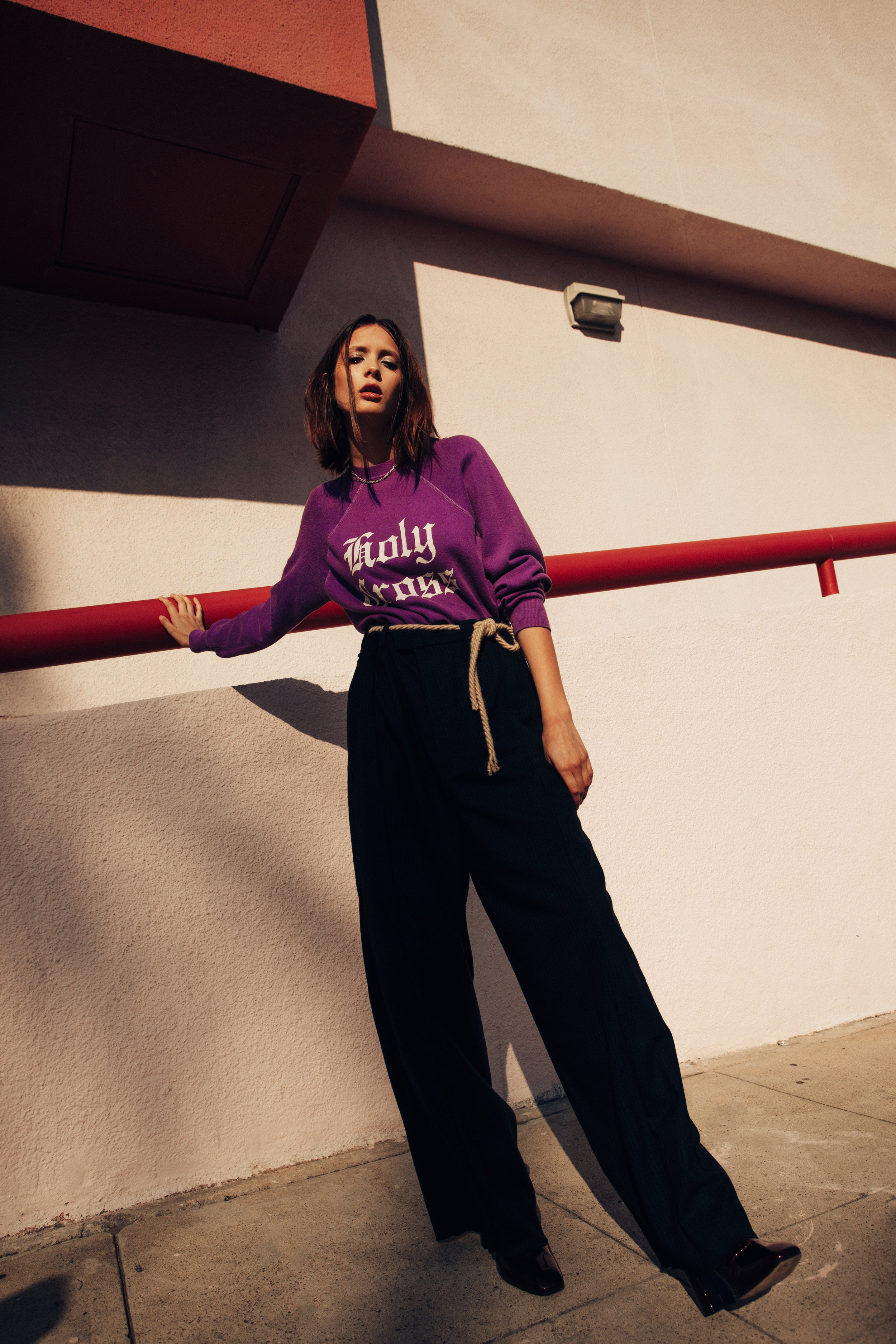 jumper BILLY LA, trousers CHAPTER , belt + necklace STYLIST'S OWN, boots KURT GEIGER