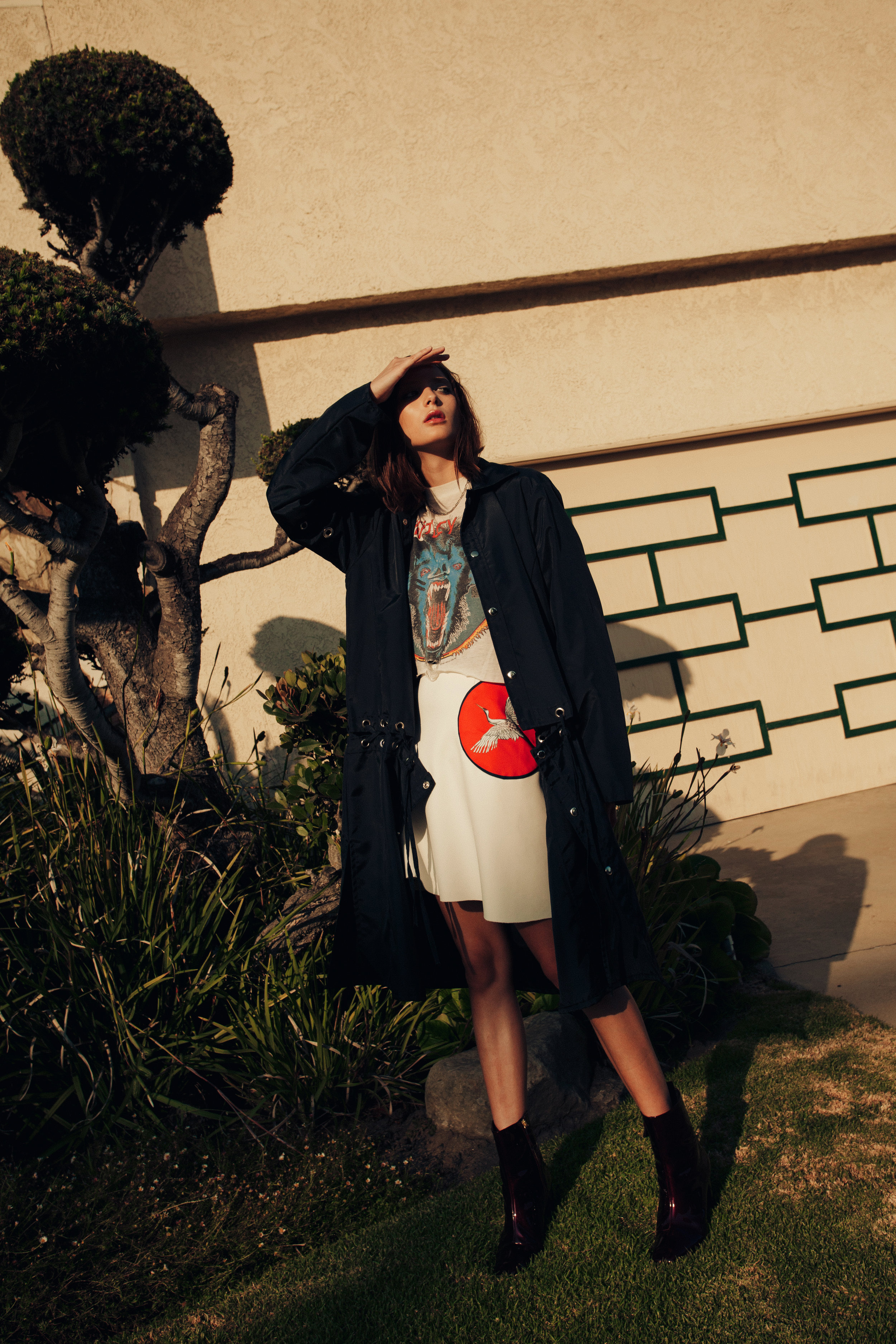 t-shirt BILLY LA , skirt CATERINA GATTA , coat PHLEMUNS , boots KURT GEIGER , necklace STYLIST'S OWN