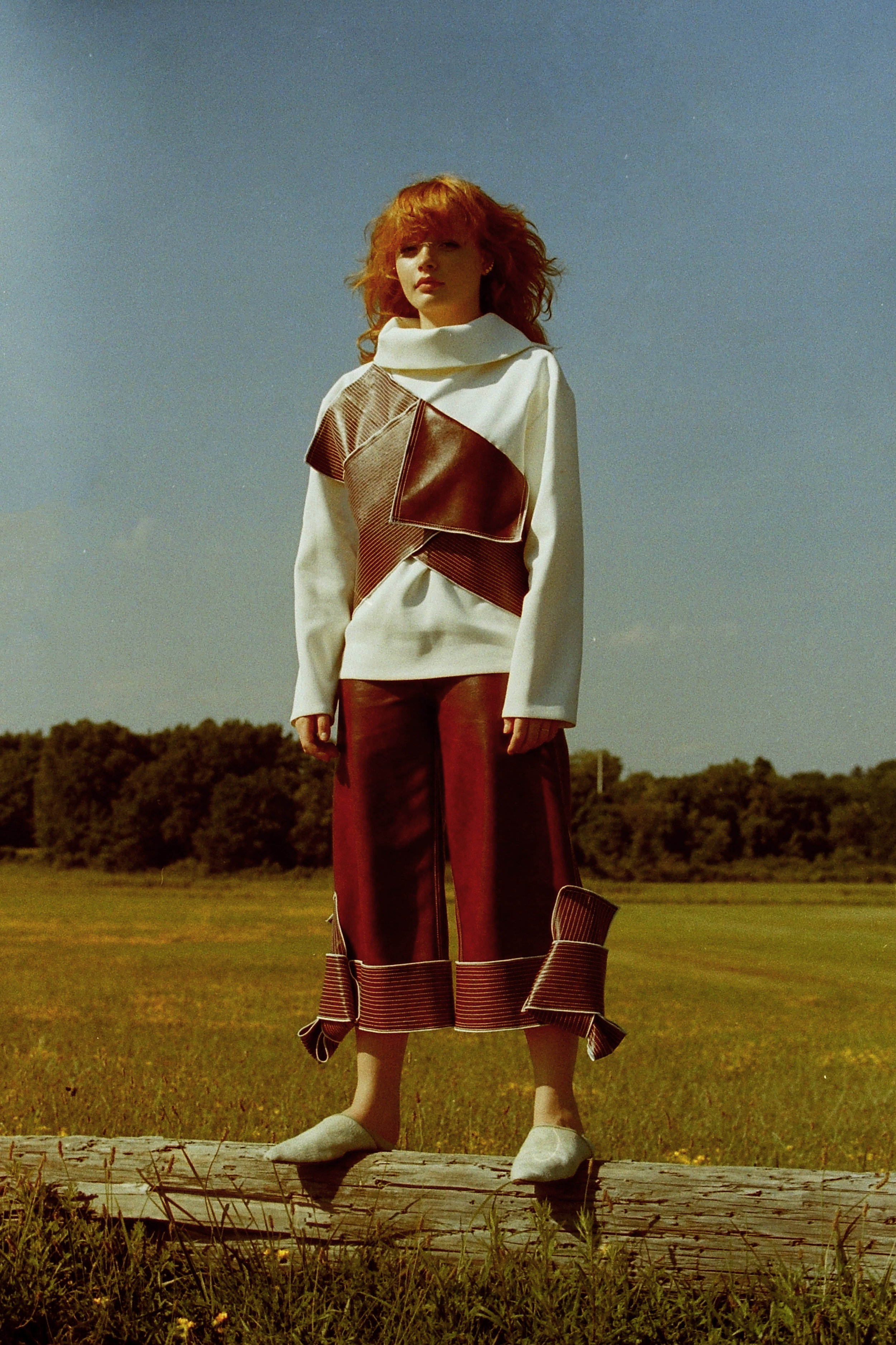 top + trousers CLAUDIA LI , white fur shoes NICHOLAS K , ring SARINA SURIANO