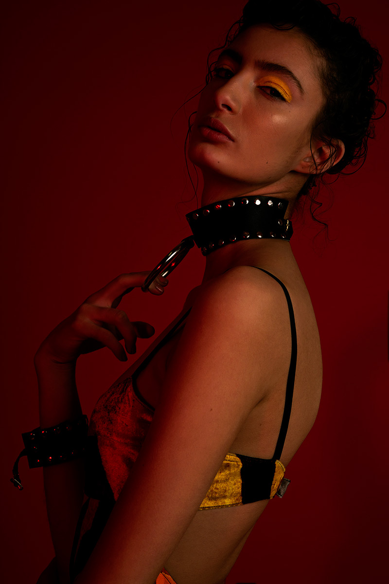 dress ACNE STUDIOS , choker + cuff SOMETHING SHIT