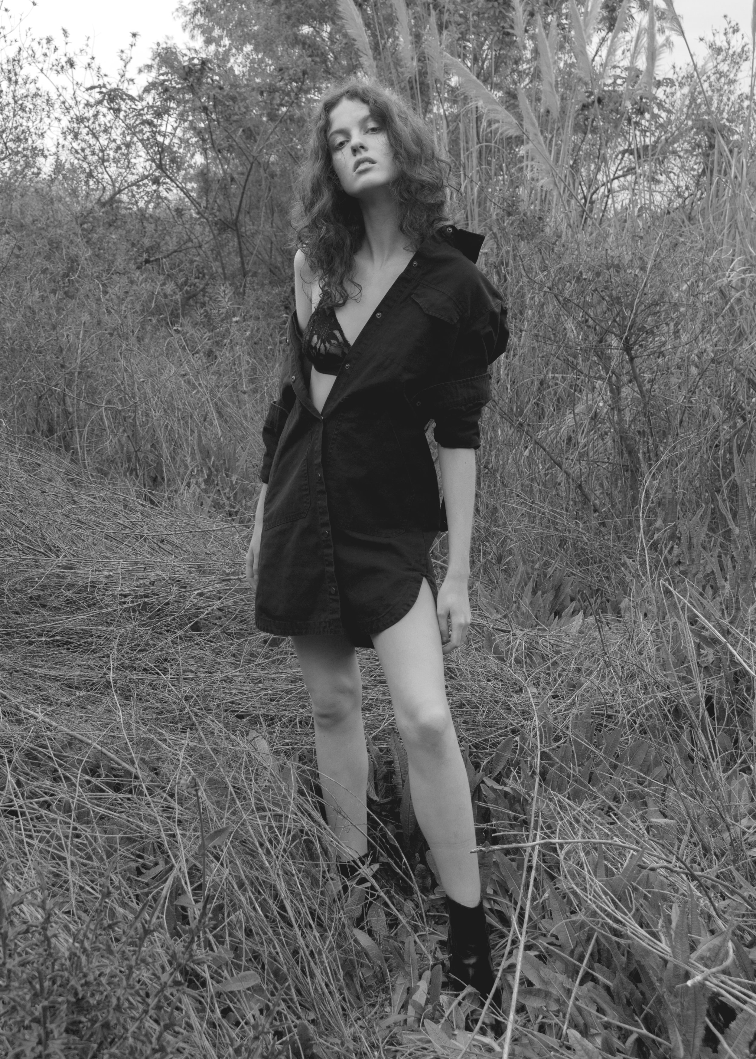 jacket COMPLOT, boots DUBIE, bra STYLIST'S OWN